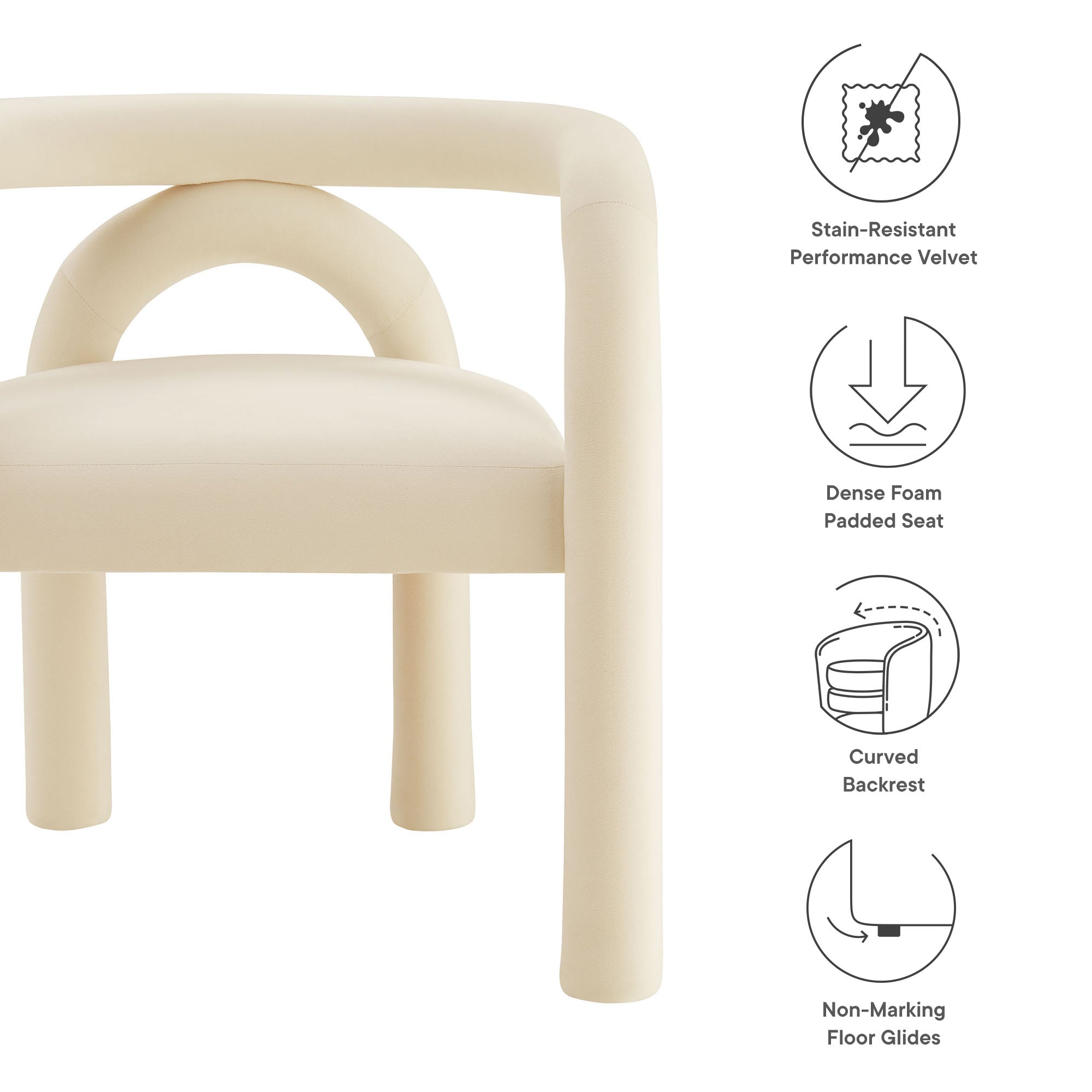 Astrid Performance Velvet Dining Chair, Porcelain