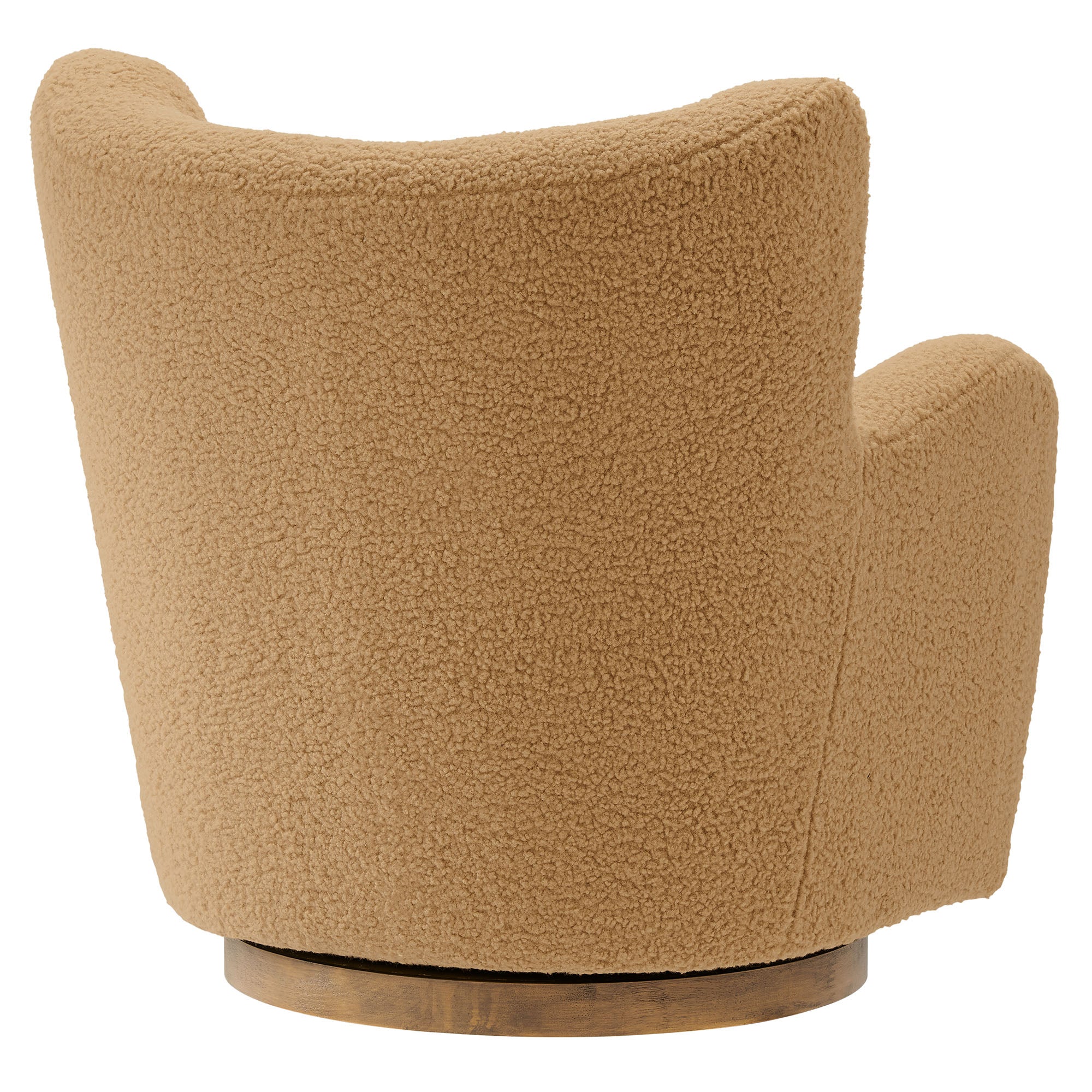 Montrose Wingback Sherpa Swivel Accent Chair, Camel Walnut