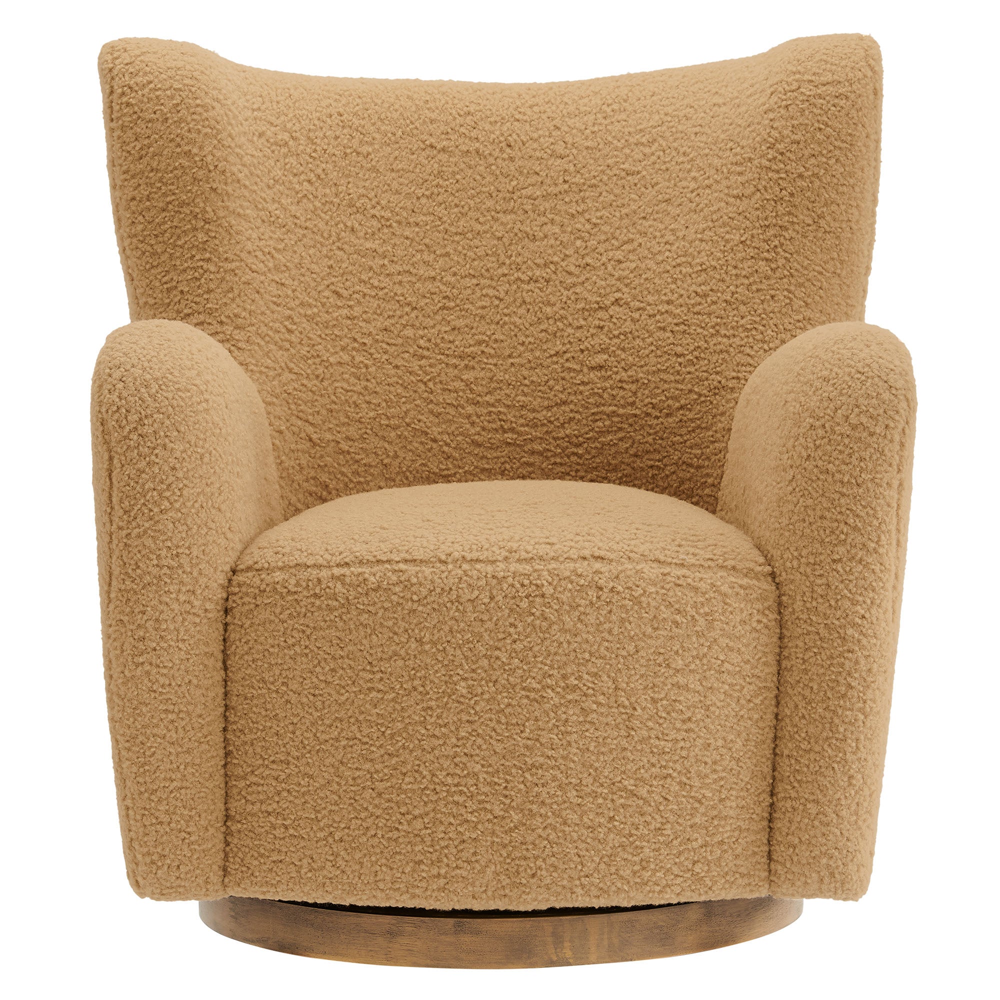 Montrose Wingback Sherpa Swivel Accent Chair, Camel Walnut