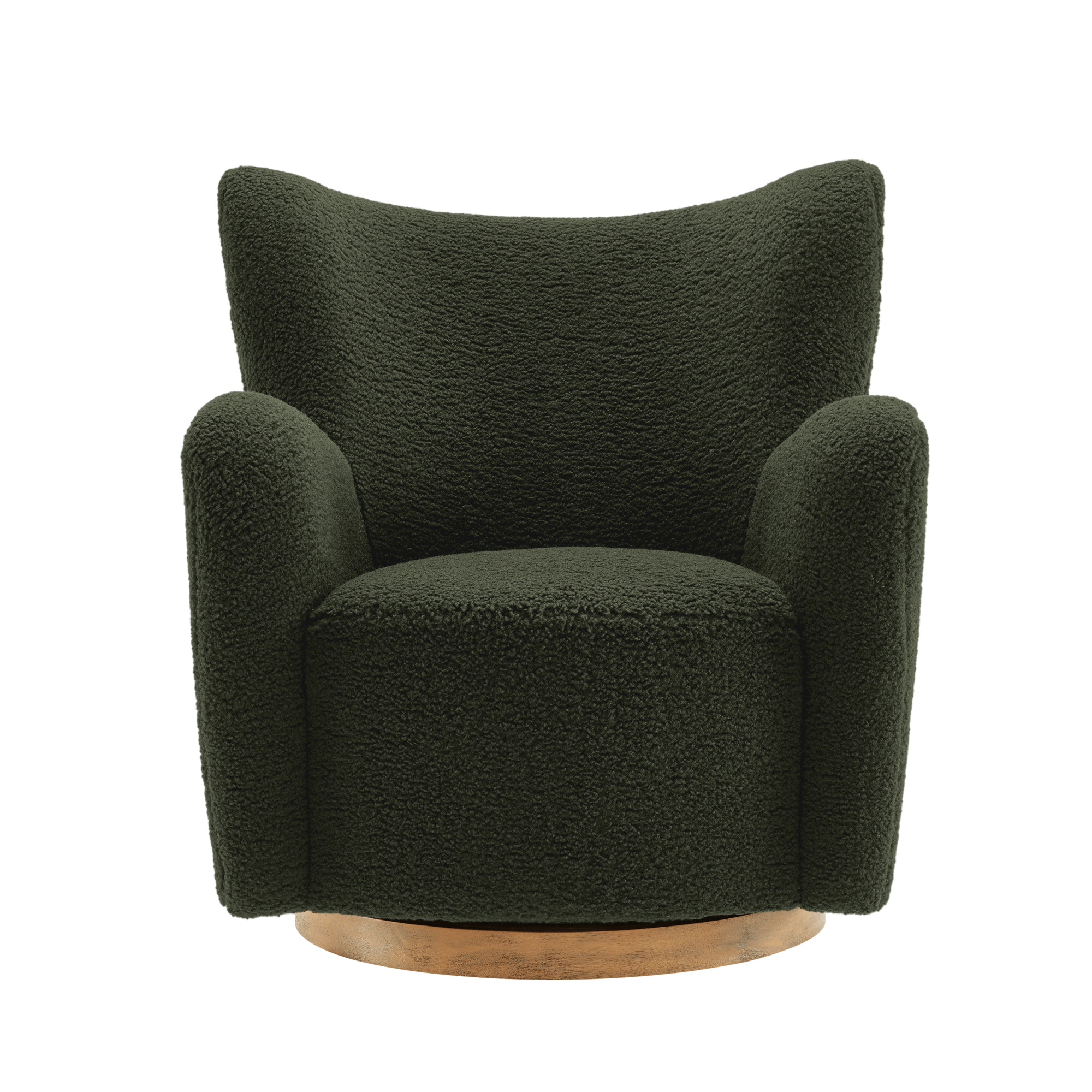 Montrose Wingback Sherpa Swivel Accent Chair, Fern Walnut