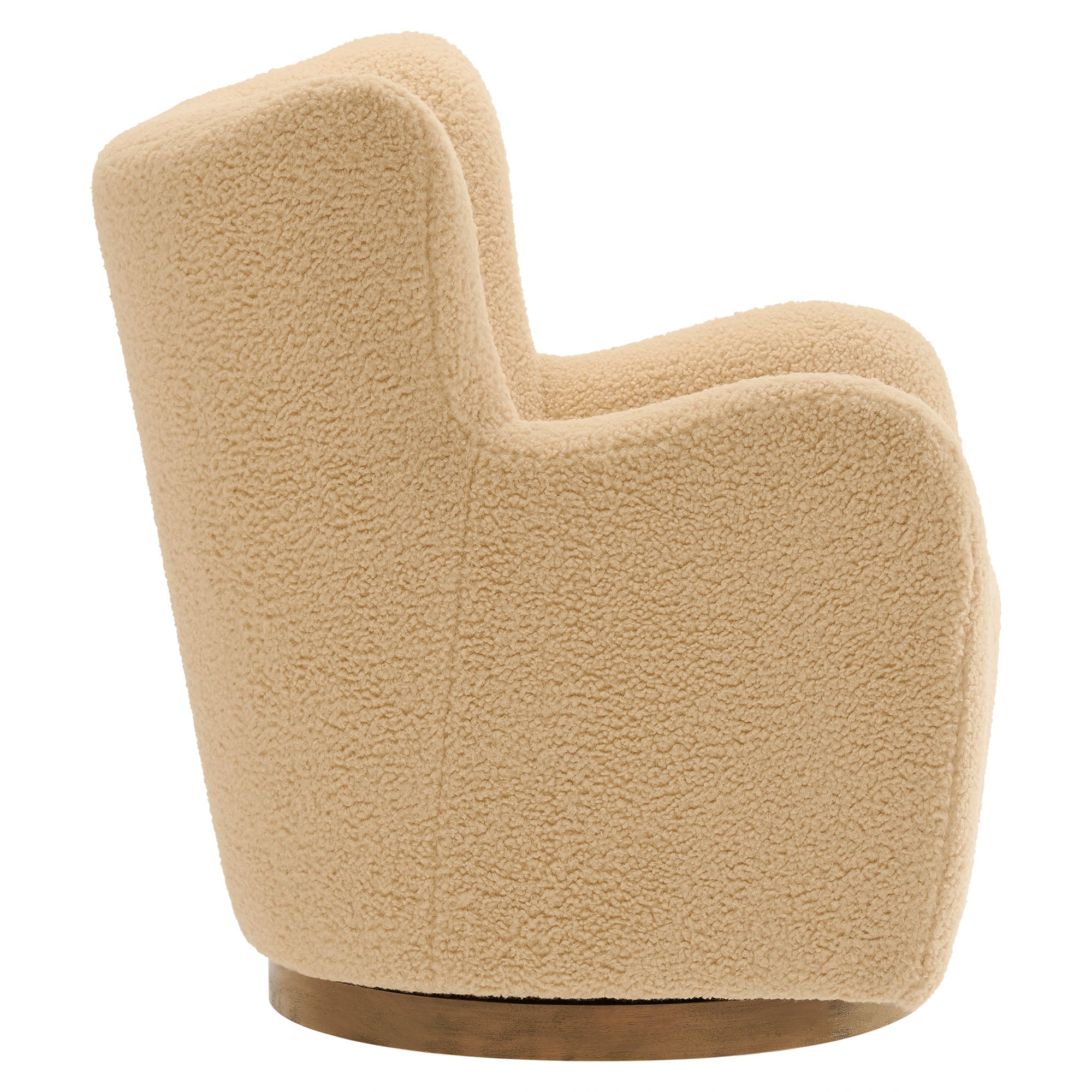 Montrose Wingback Sherpa Swivel Accent Chair, Ivory Walnut