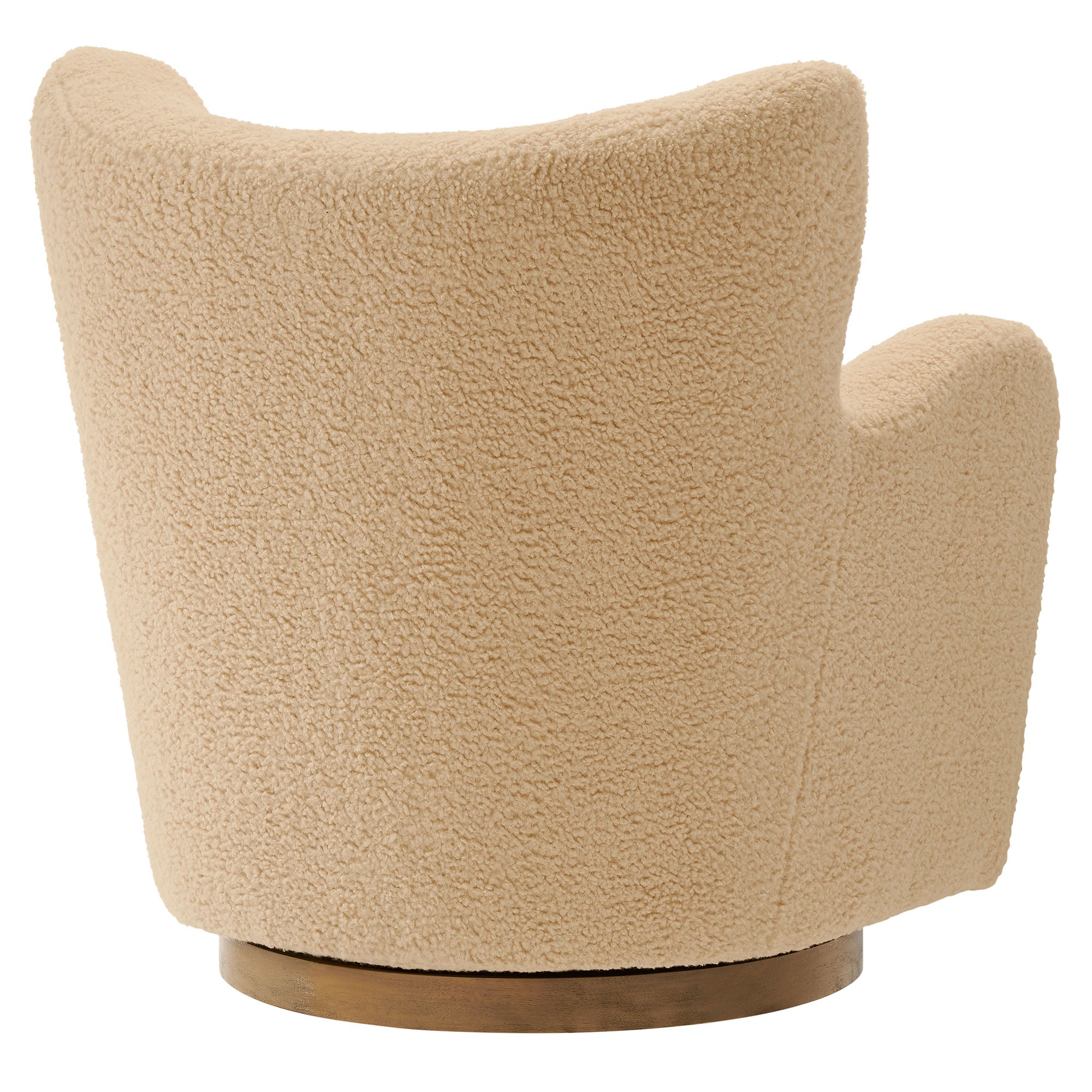 Montrose Wingback Sherpa Swivel Accent Chair, Ivory Walnut