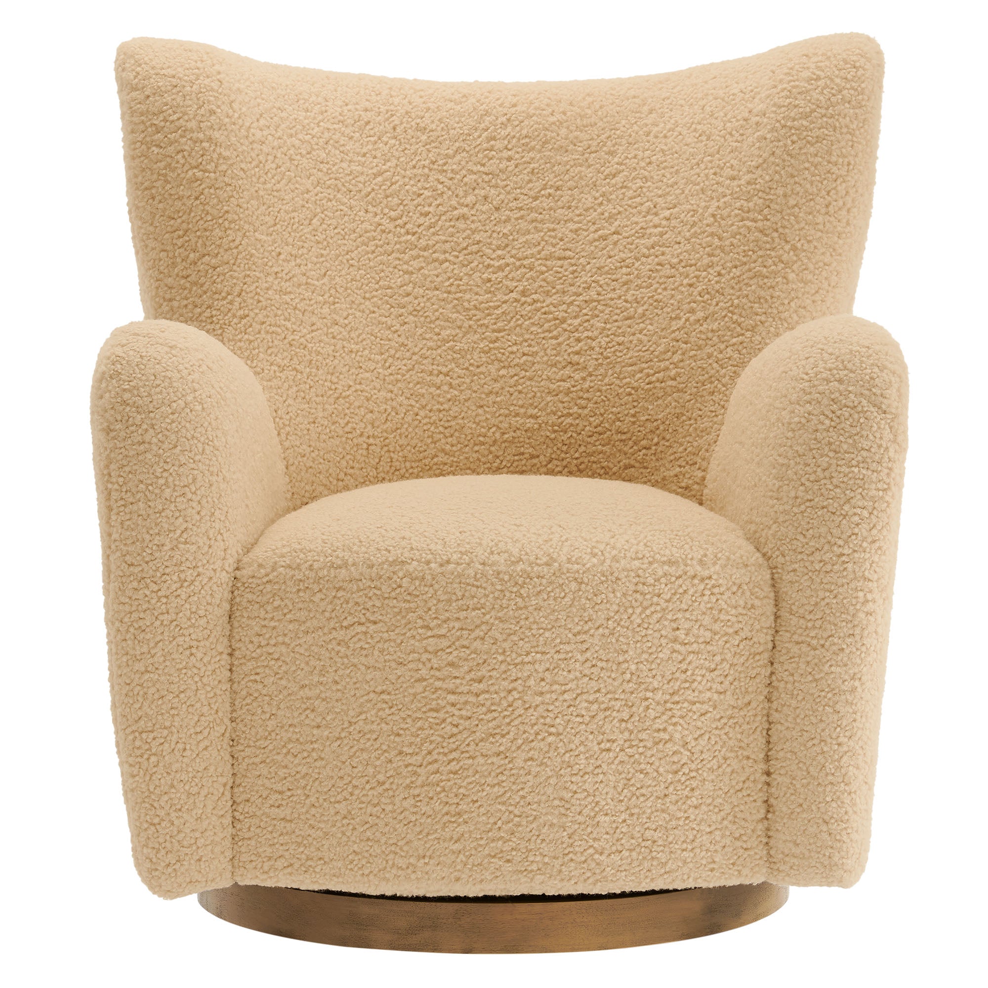 Montrose Wingback Sherpa Swivel Accent Chair, Ivory Walnut