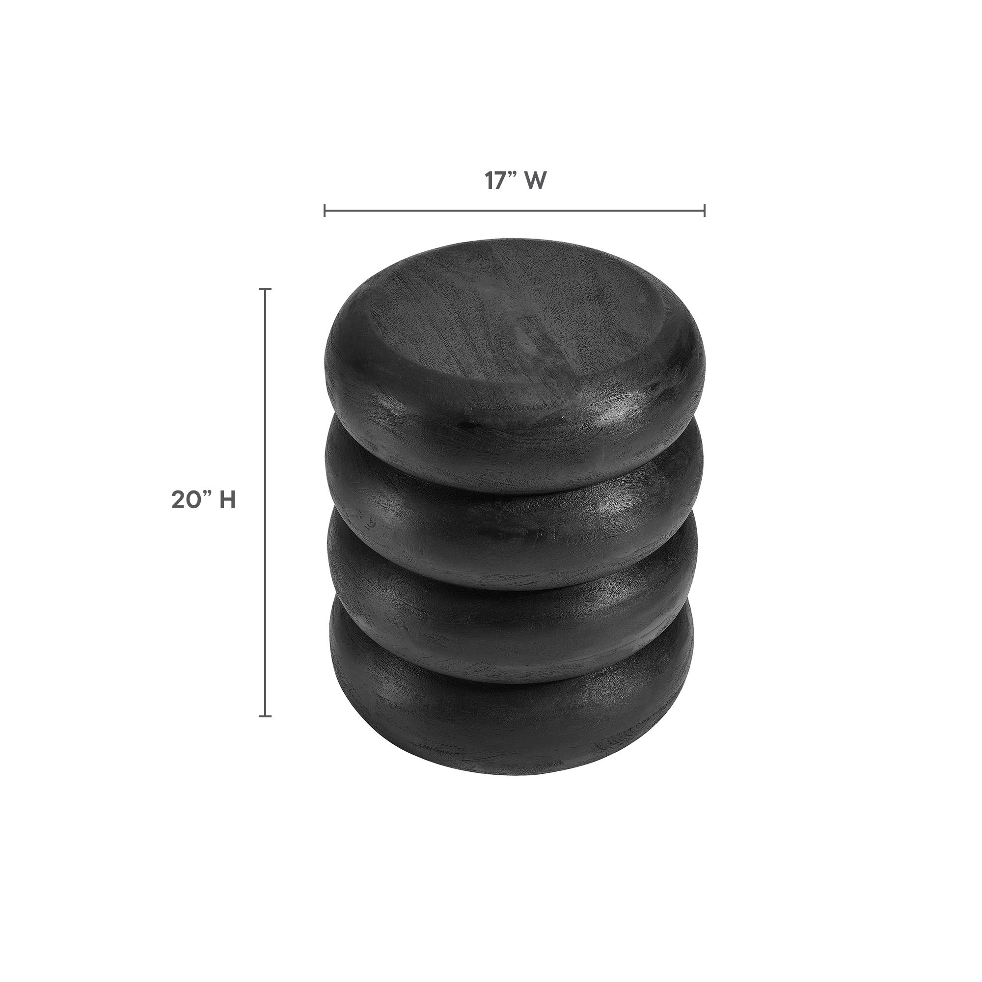 Ellery Round Stacked Wood Side Table, Wirebrush Black