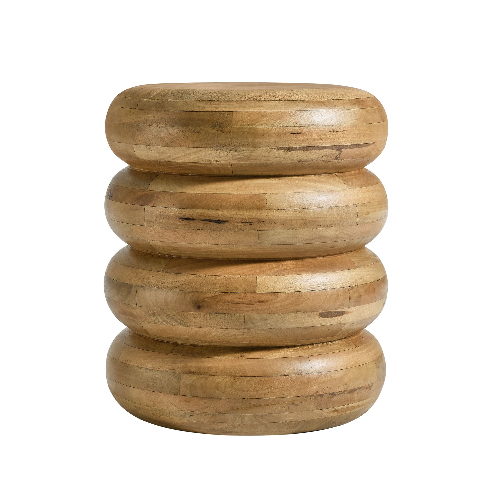 Ellery Round Stacked Wood Side Table, Natural