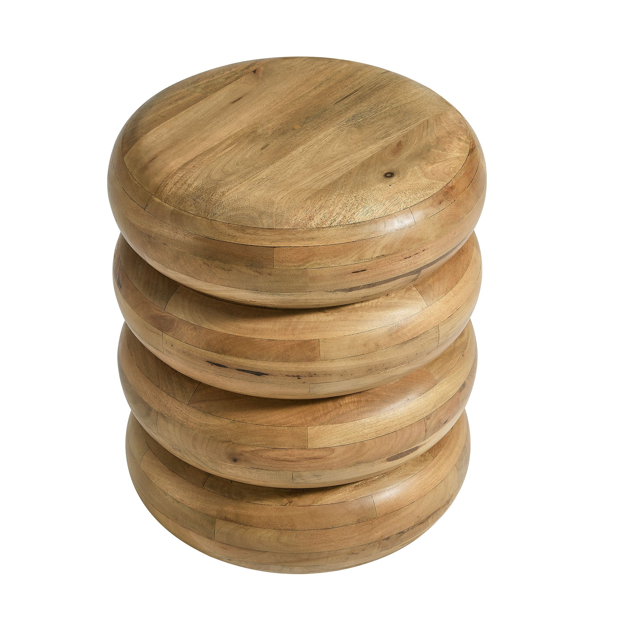 Ellery Round Stacked Wood Side Table, Natural
