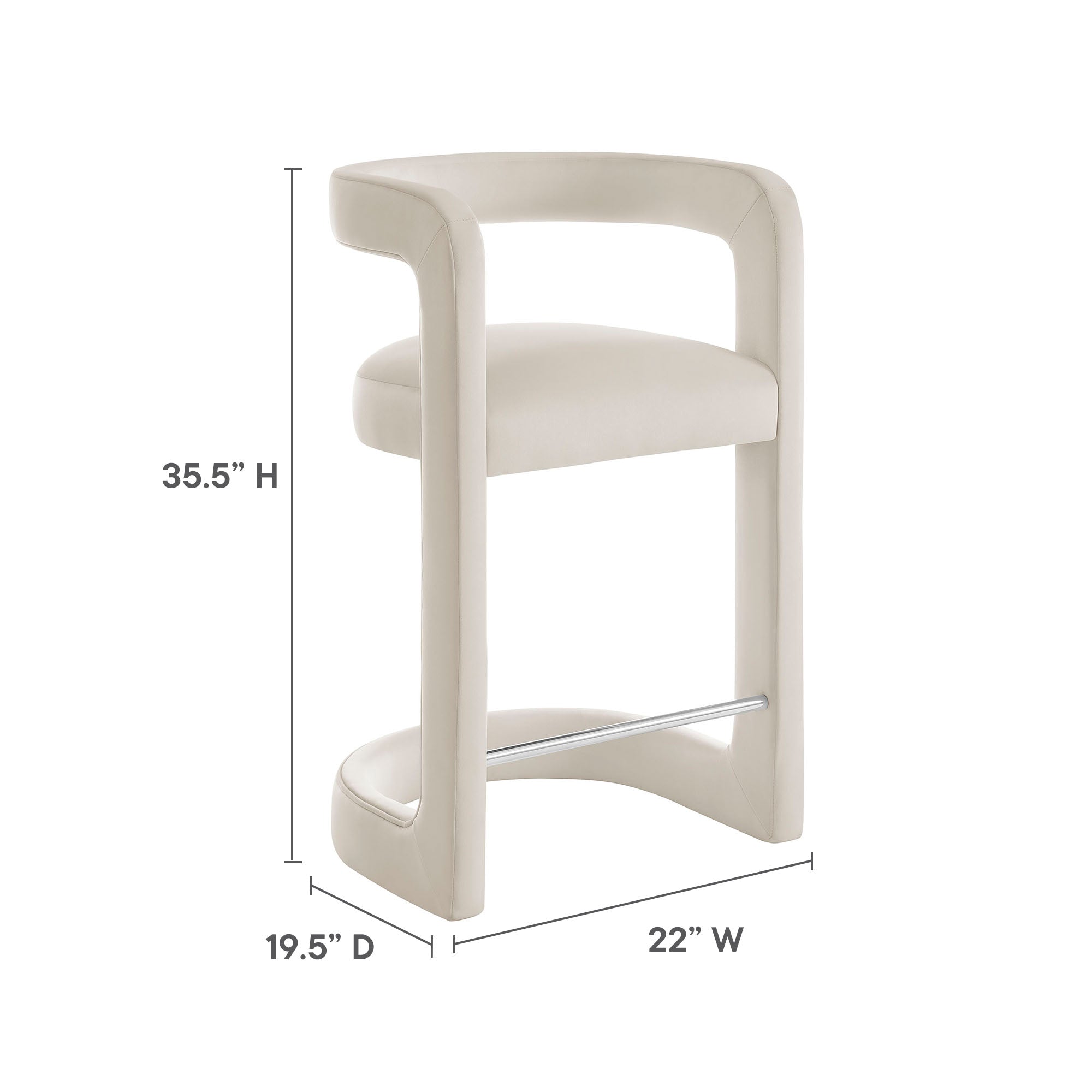 Winslow Performance Velvet Counter Stool, Alabaster