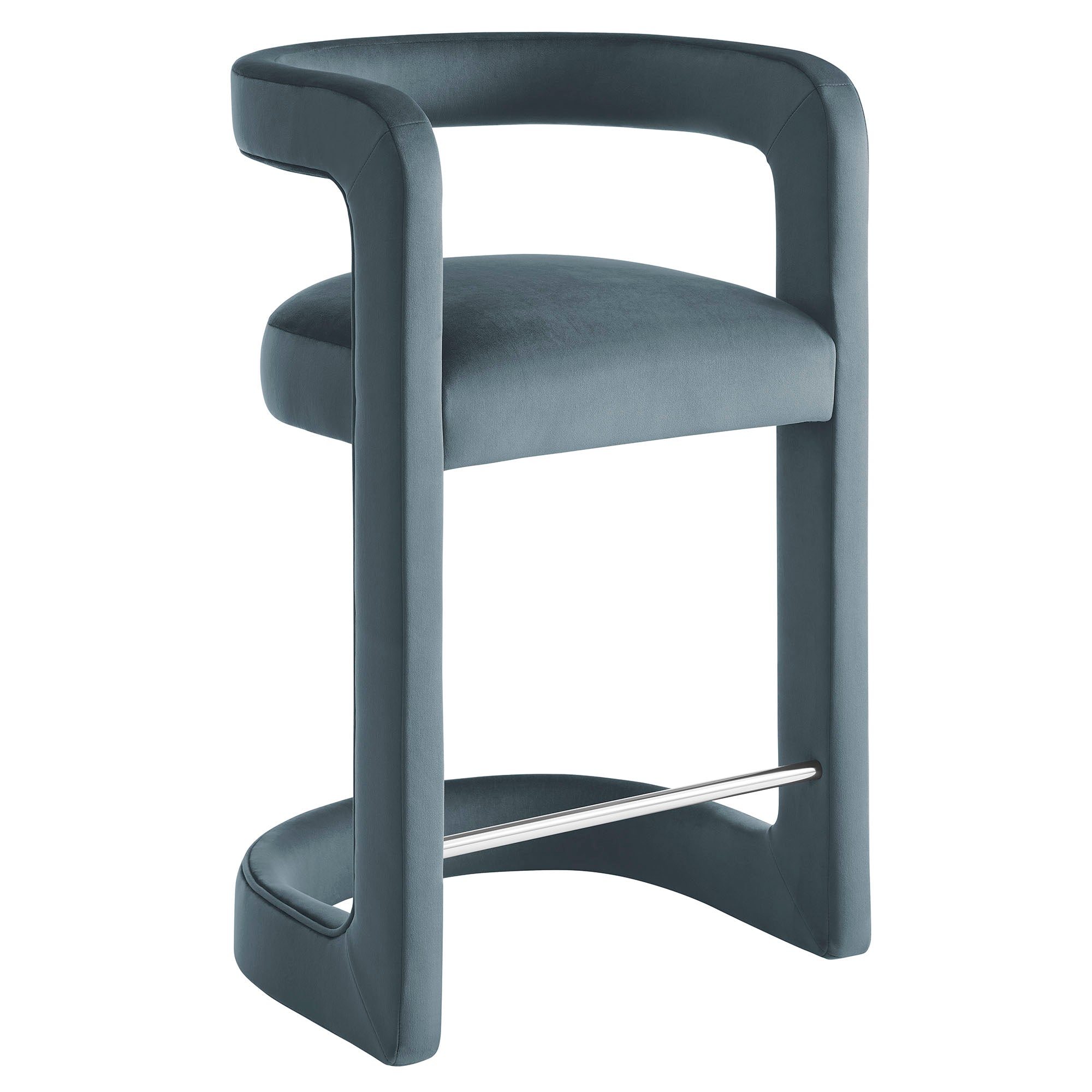 Winslow Performance Velvet Counter Stool, Cadet Blue