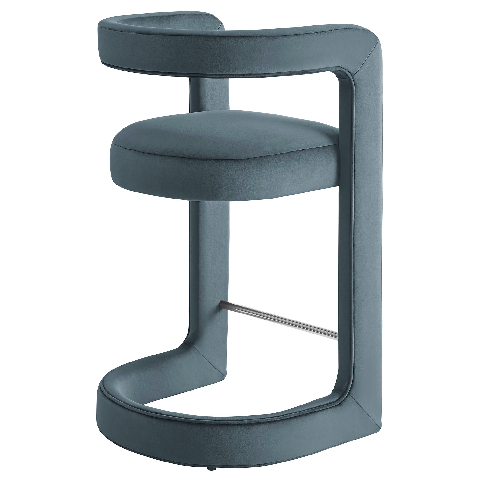 Winslow Performance Velvet Counter Stool, Cadet Blue
