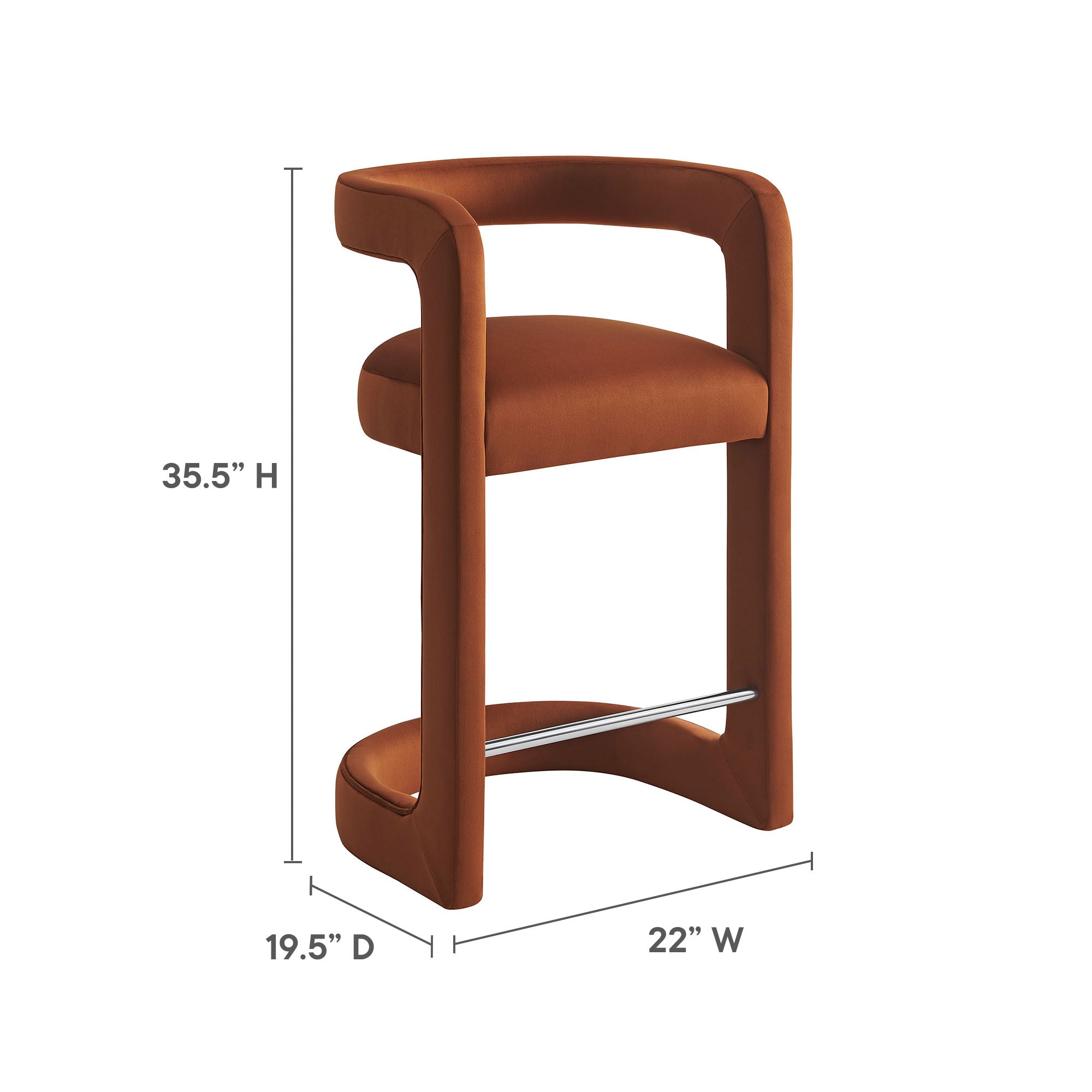 Winslow Performance Velvet Counter Stool, Rust