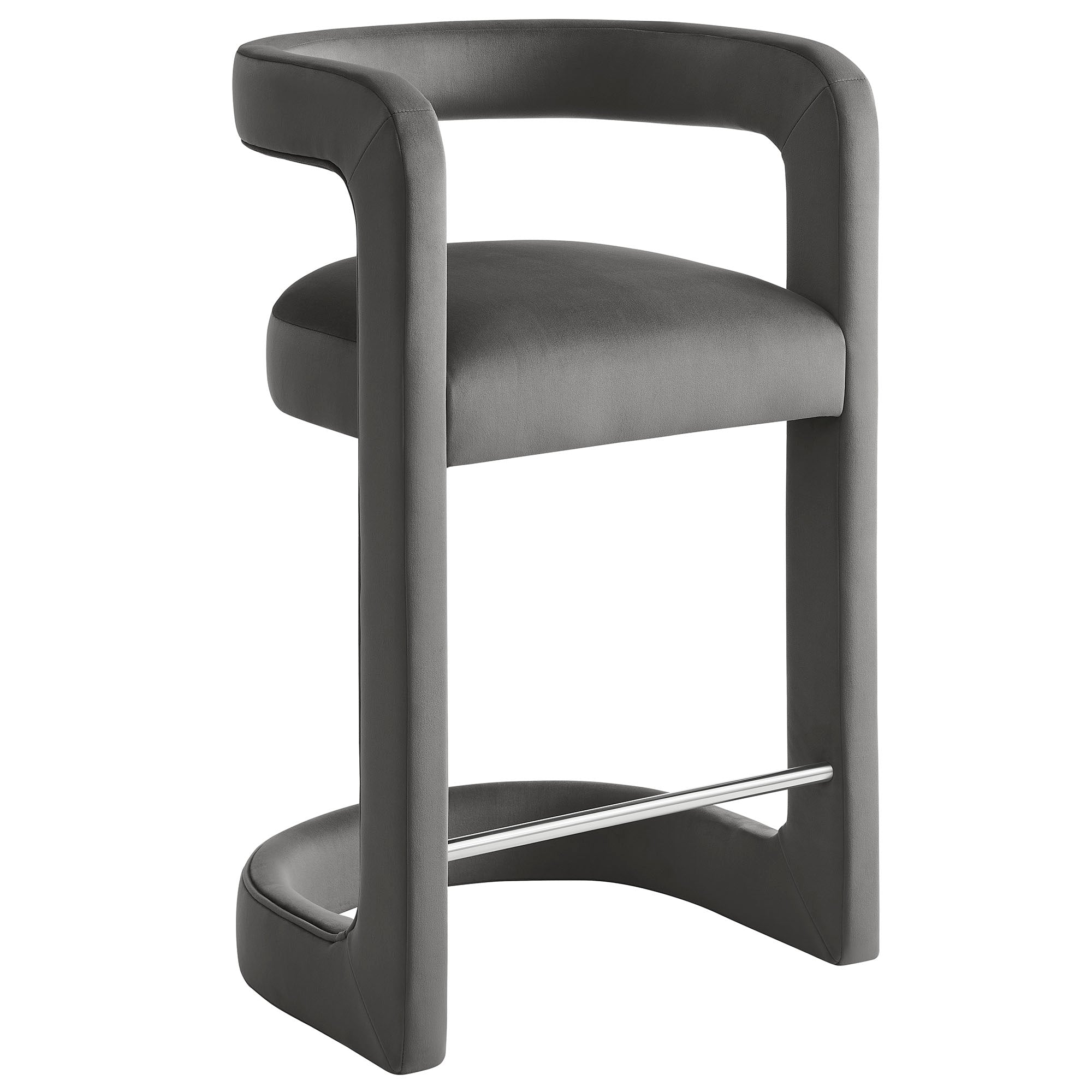 Winslow Performance Velvet Counter Stool, Storm Gray