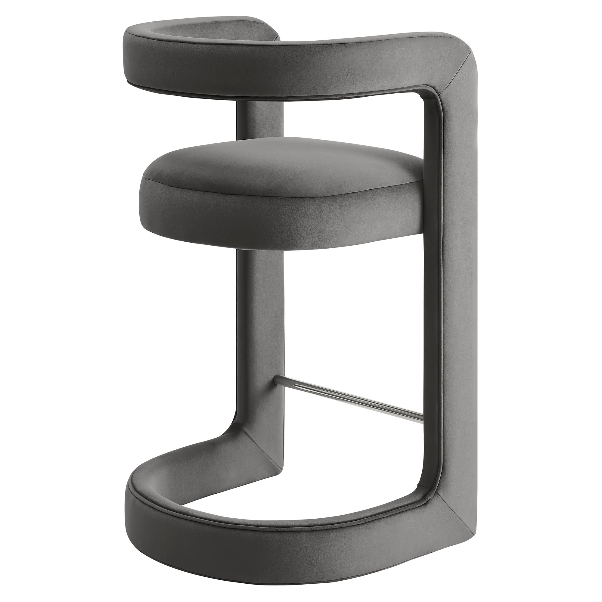 Winslow Performance Velvet Counter Stool, Storm Gray