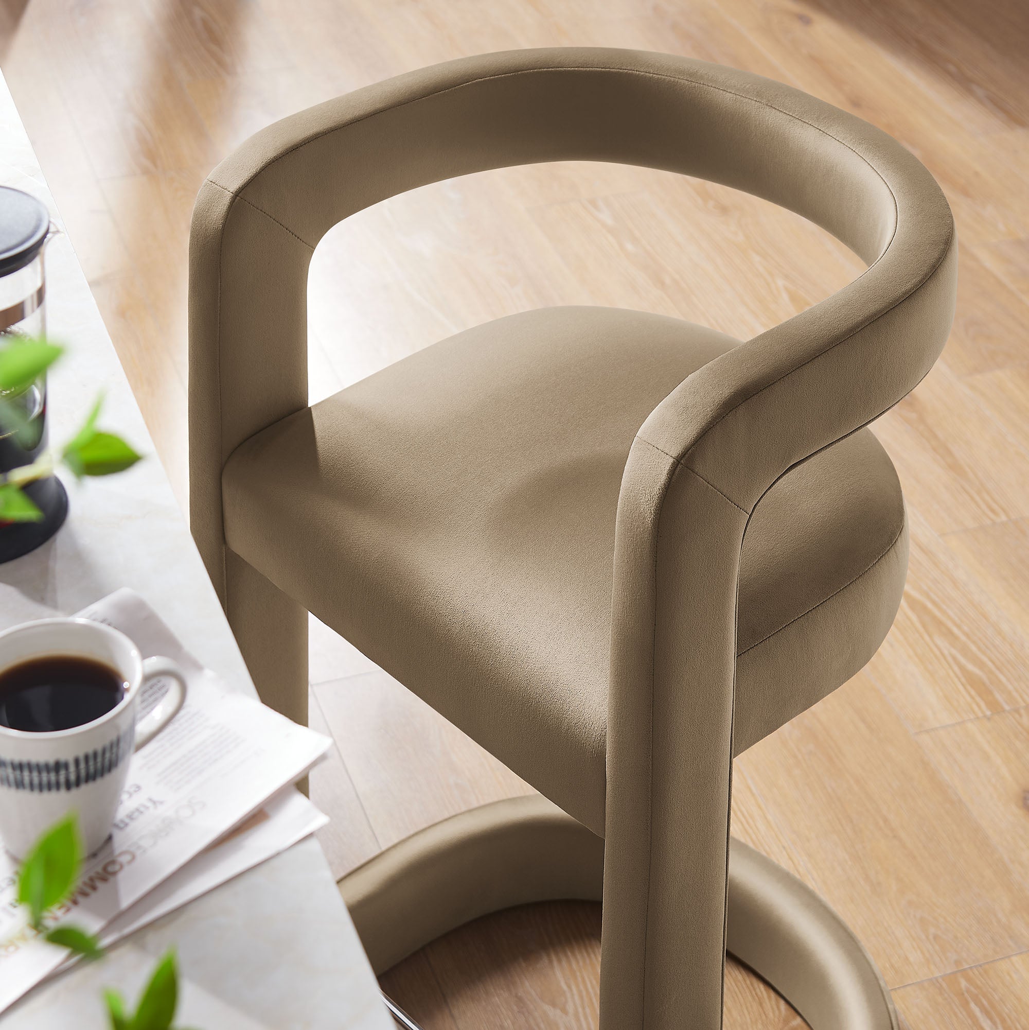 Winslow Performance Velvet Counter Stool, Taupe