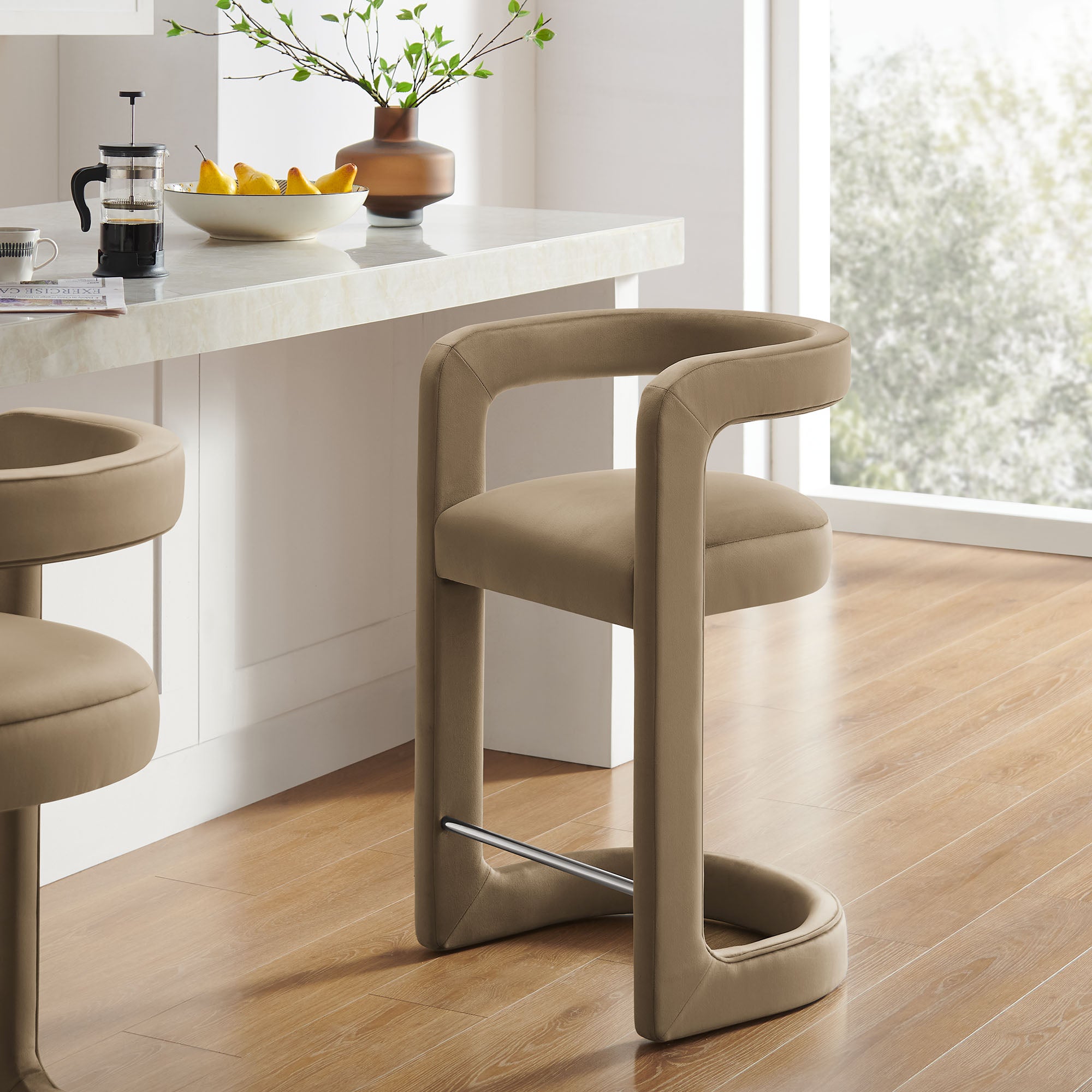 Winslow Performance Velvet Counter Stool, Taupe