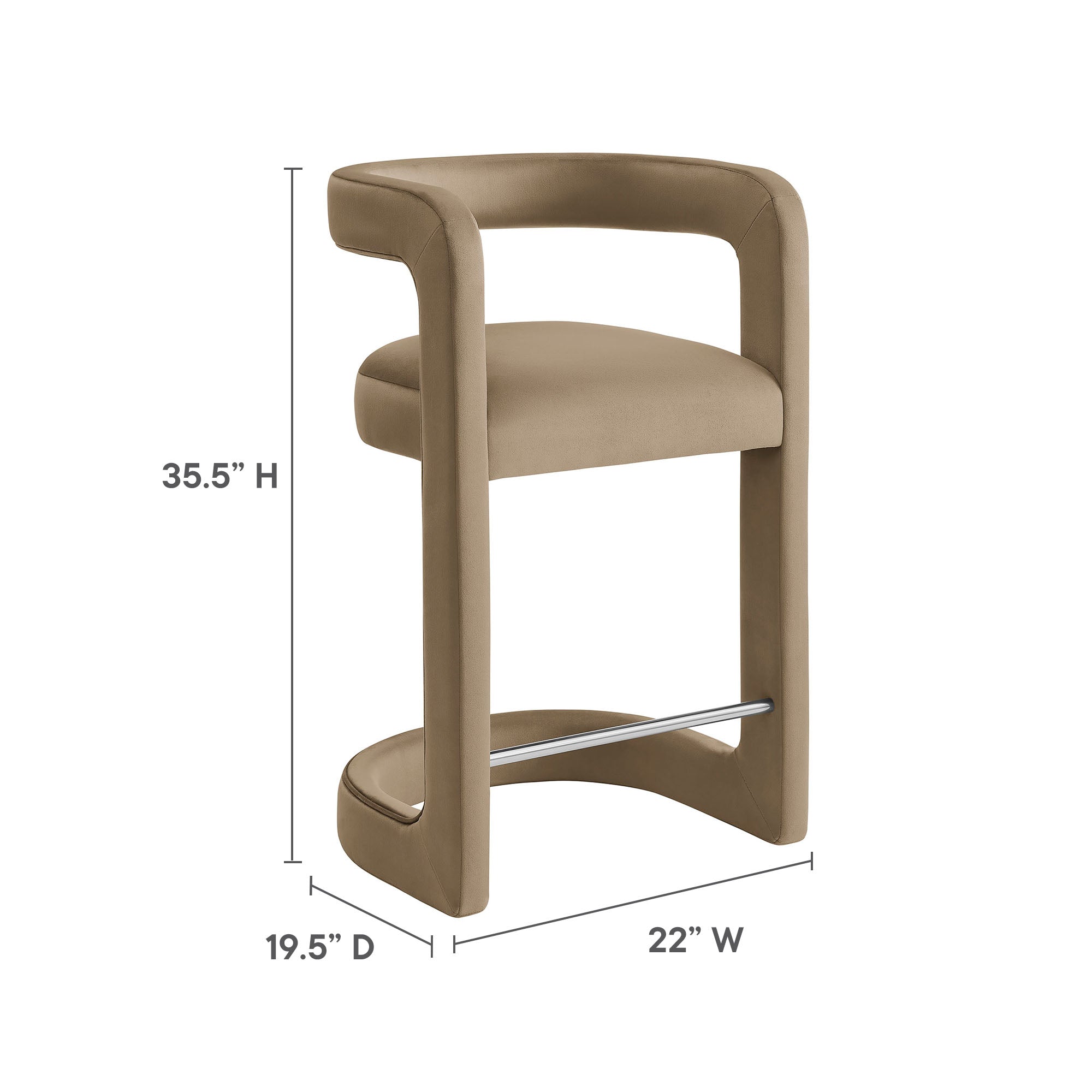 Winslow Performance Velvet Counter Stool, Taupe