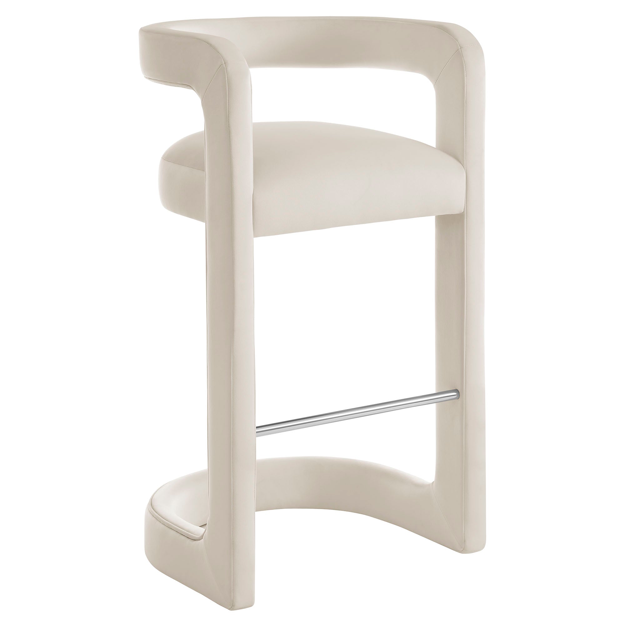 Winslow Performance Velvet Bar Stool, Alabaster