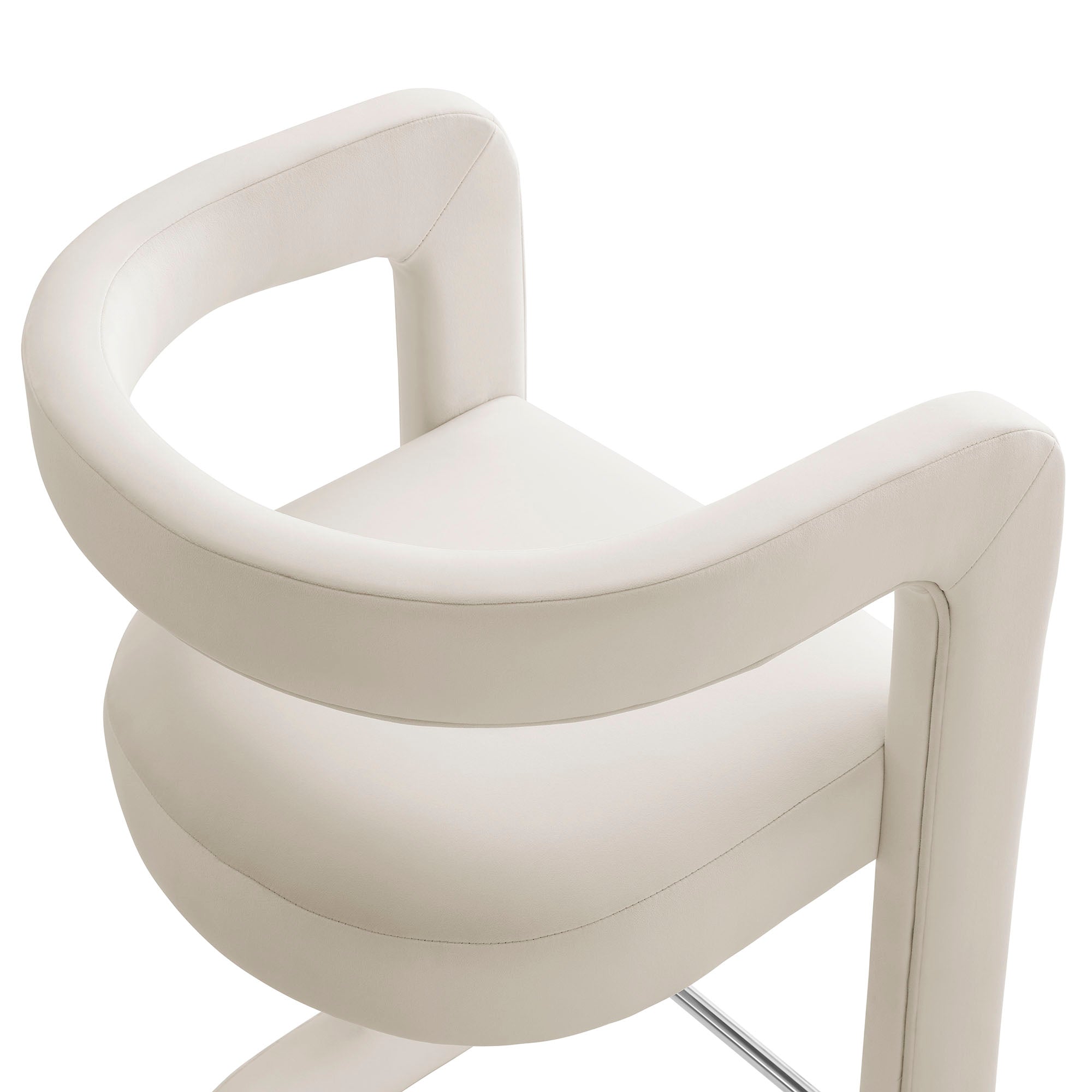 Winslow Performance Velvet Bar Stool, Alabaster