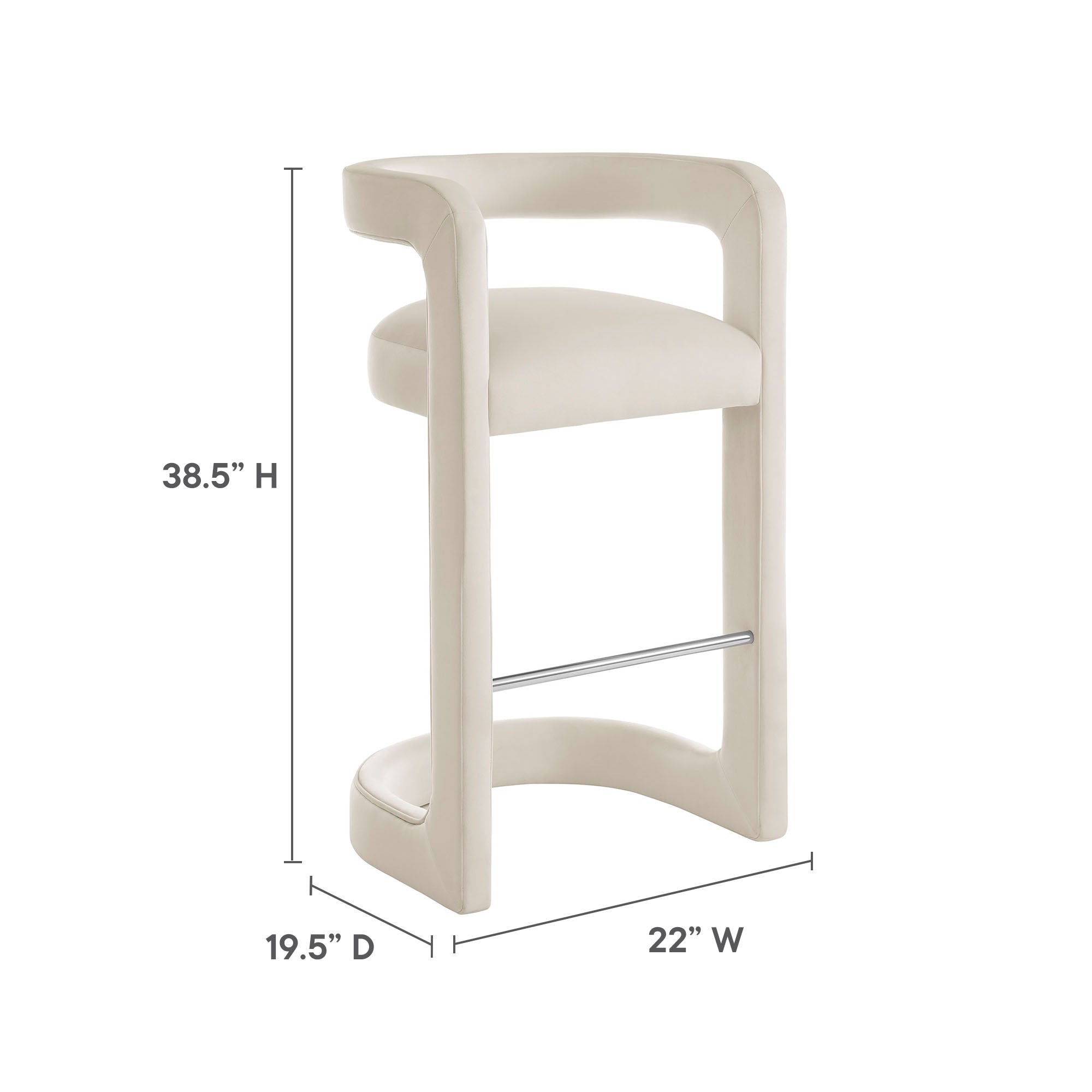 Winslow Performance Velvet Bar Stool, Alabaster