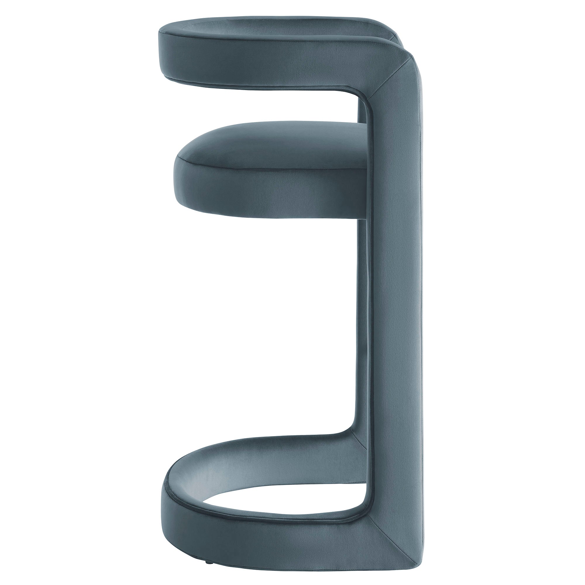 Winslow Performance Velvet Bar Stool, Cadet Blue