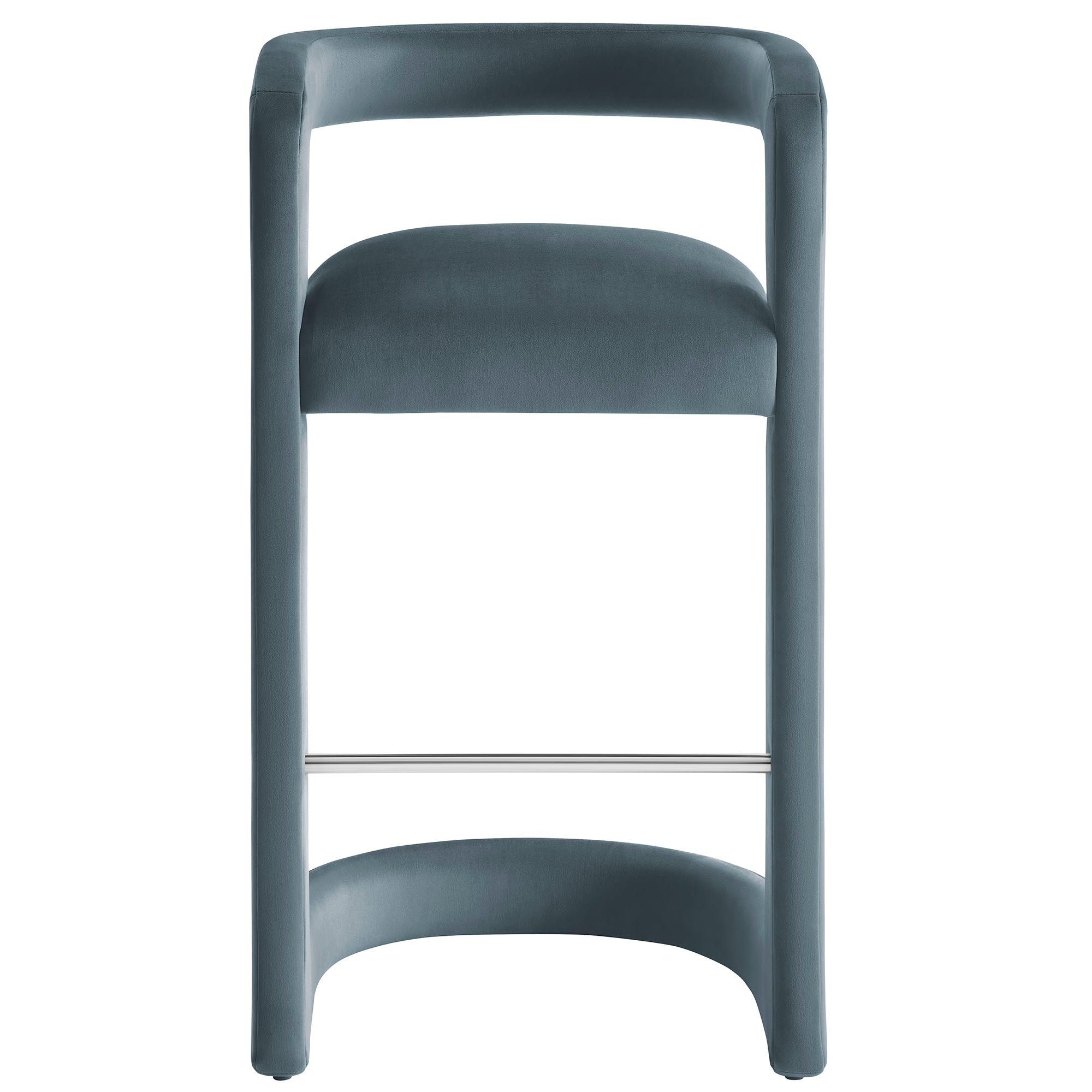 Winslow Performance Velvet Bar Stool, Cadet Blue