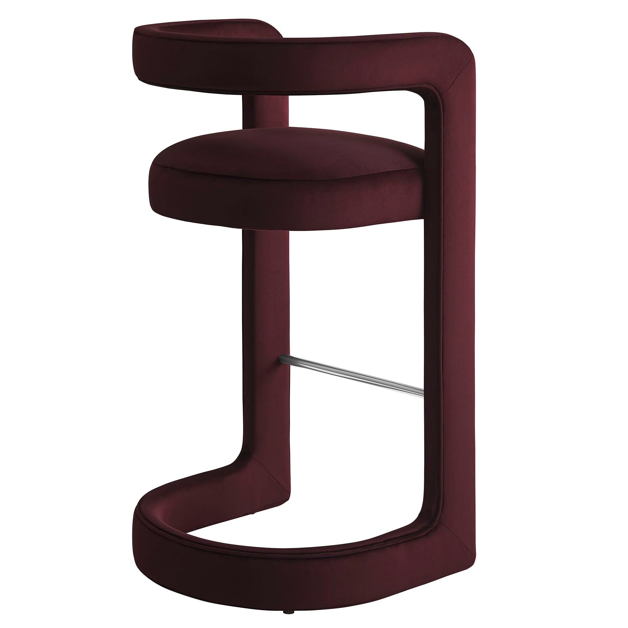 Winslow Performance Velvet Bar Stool, Mulberry