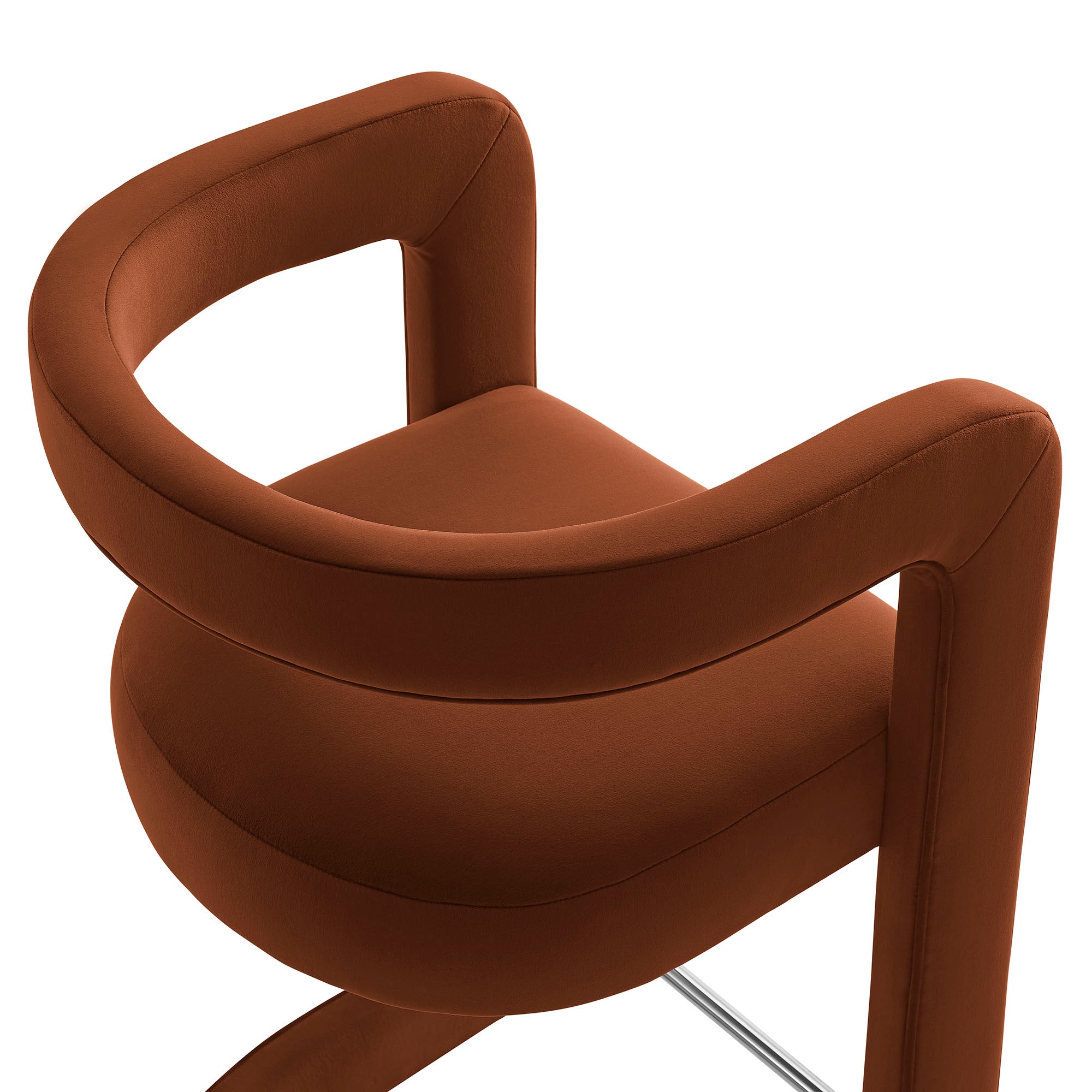 Winslow Performance Velvet Bar Stool, Rust