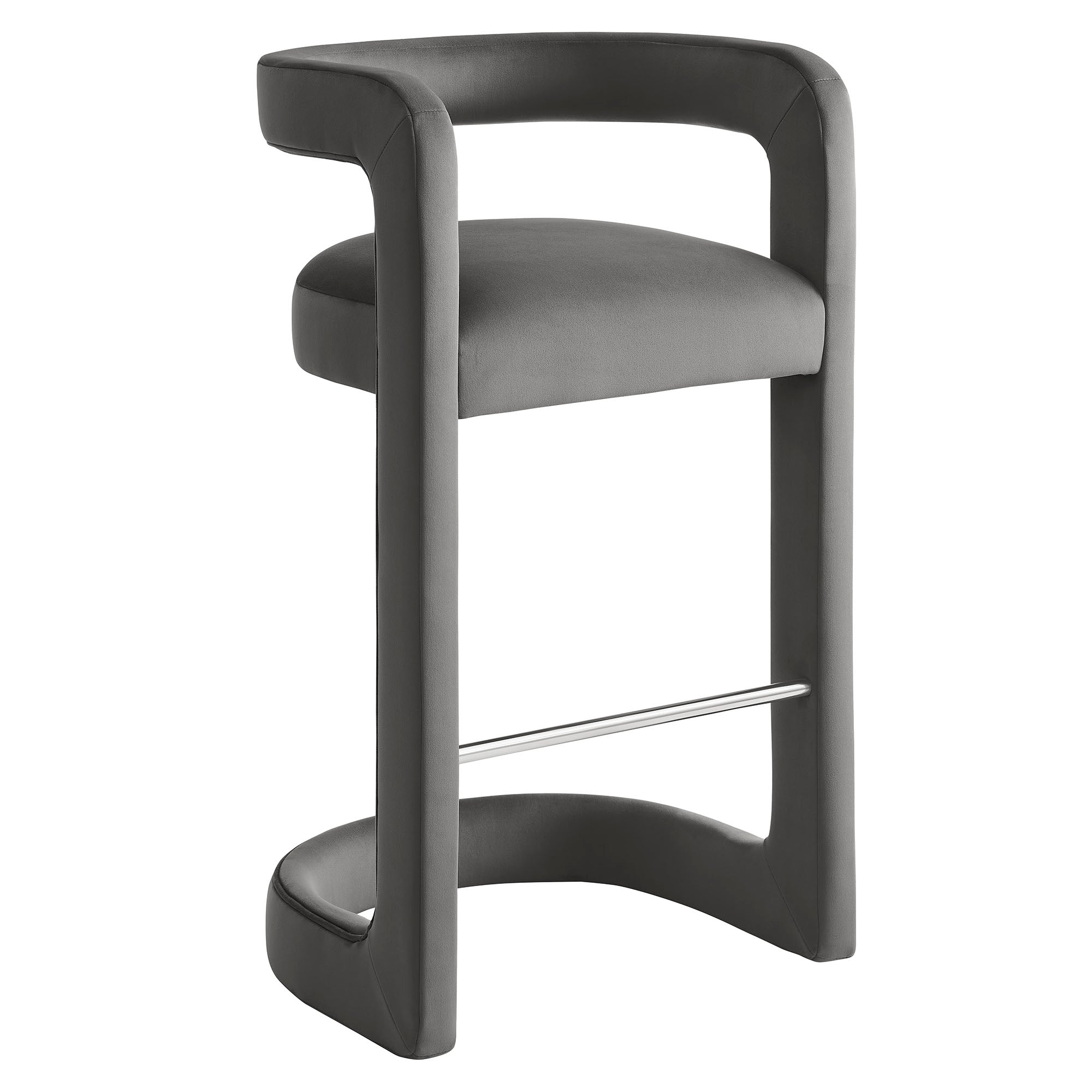 Winslow Performance Velvet Bar Stool, Storm Gray