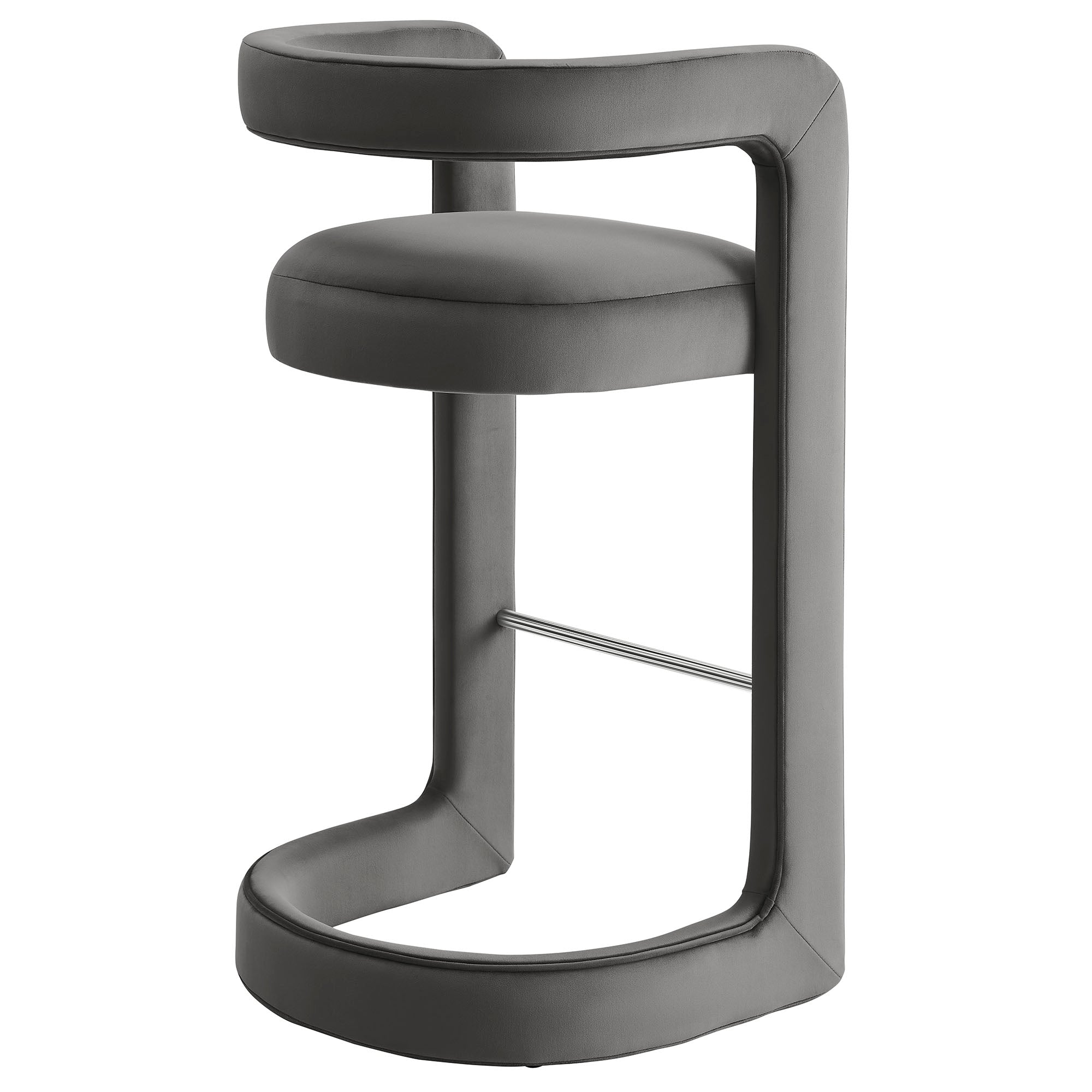 Winslow Performance Velvet Bar Stool, Storm Gray