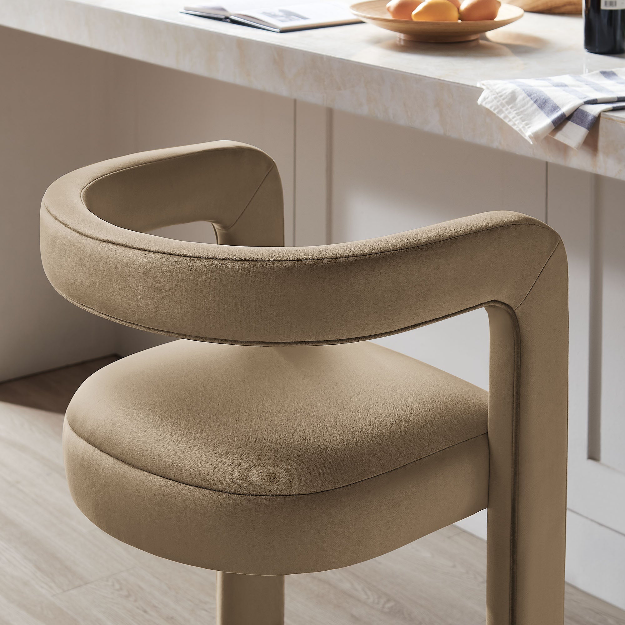 Winslow Performance Velvet Bar Stool, Taupe