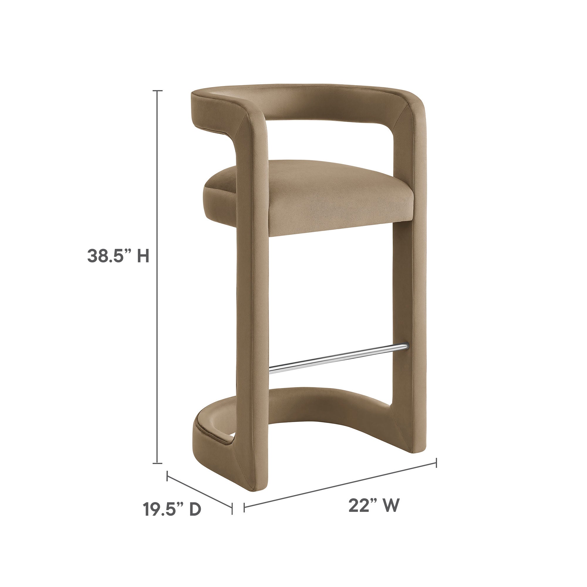Winslow Performance Velvet Bar Stool, Taupe