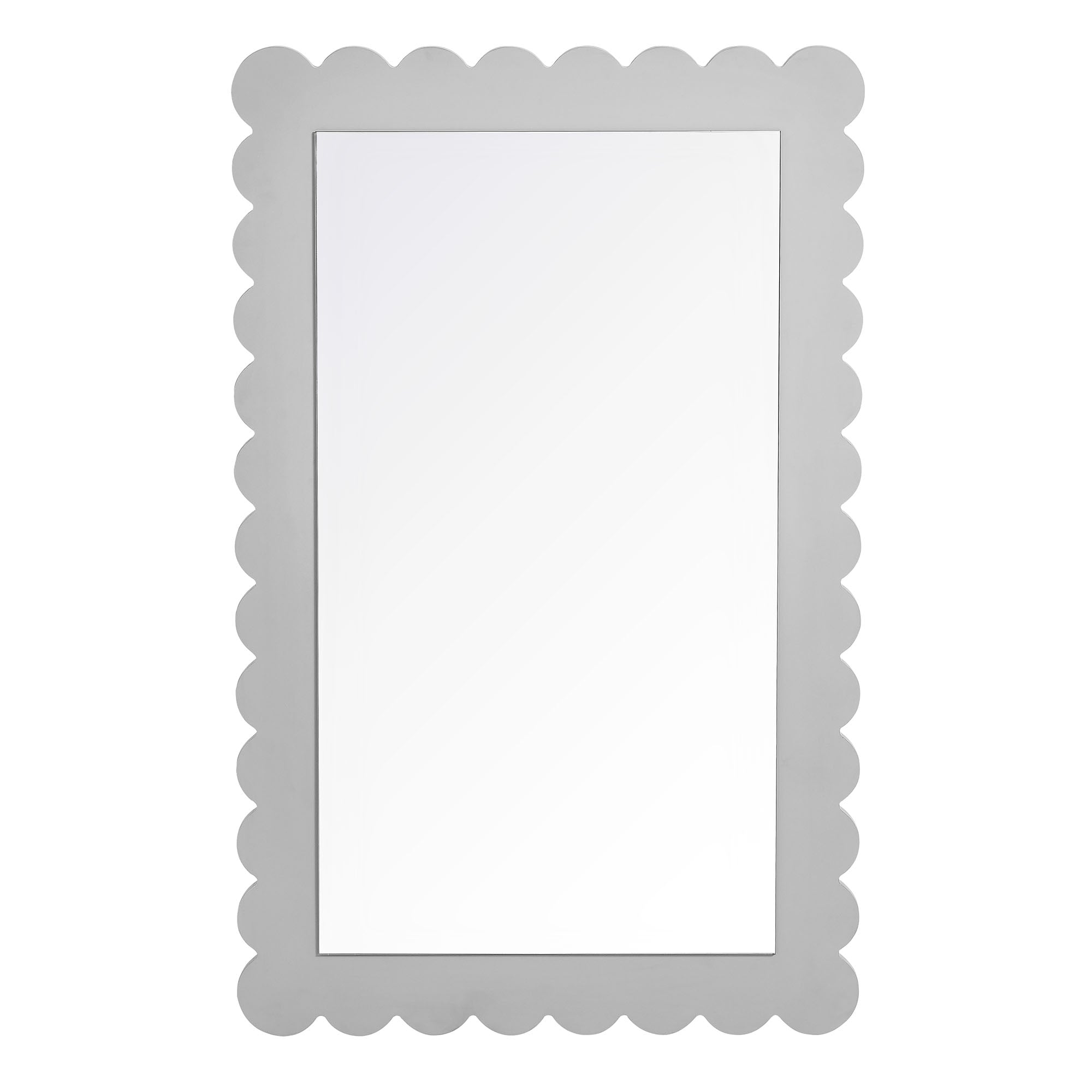 Emmeline Scalloped Rectangle Wall Mirror, Light Gray