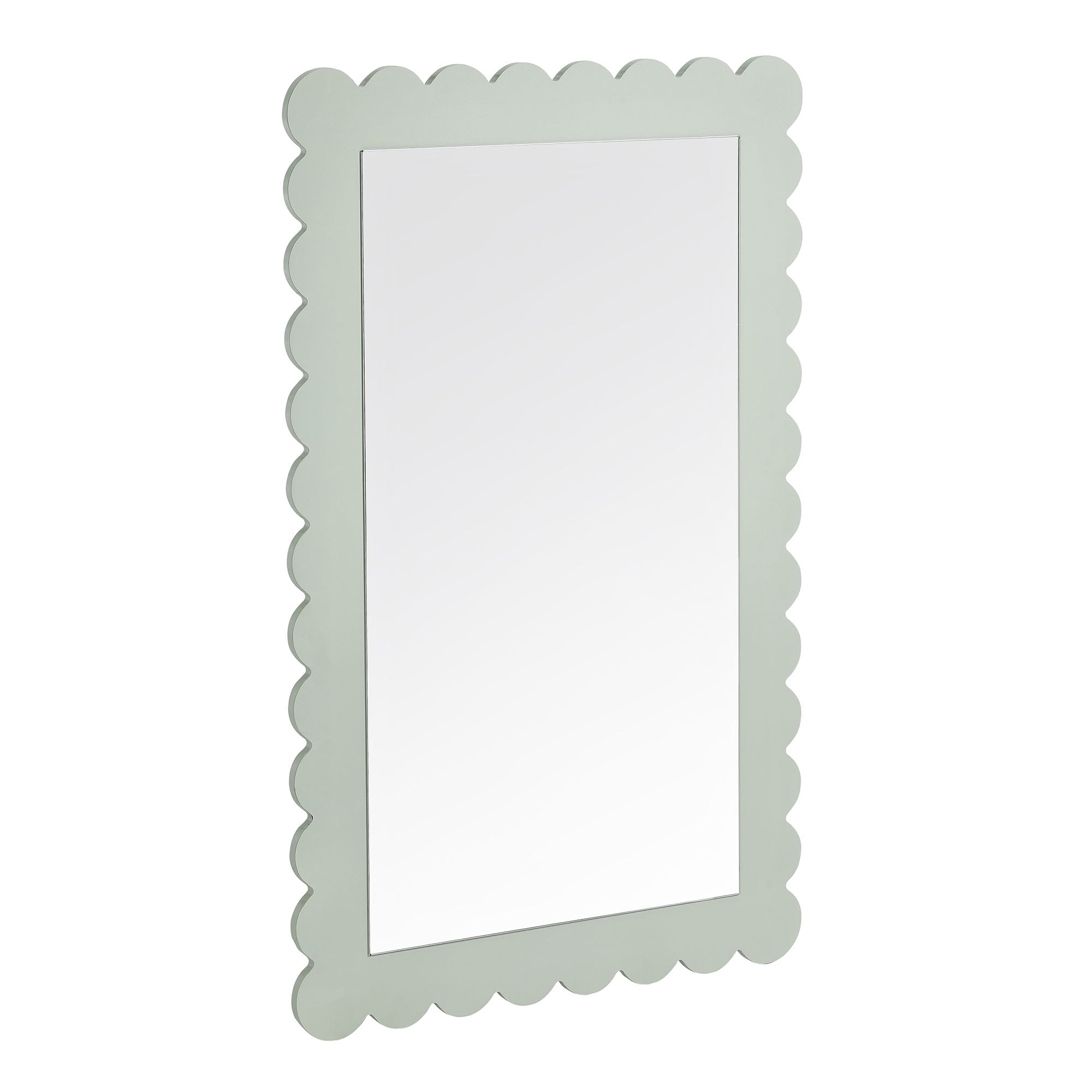 Emmeline Scalloped Rectangle Wall Mirror, Sage