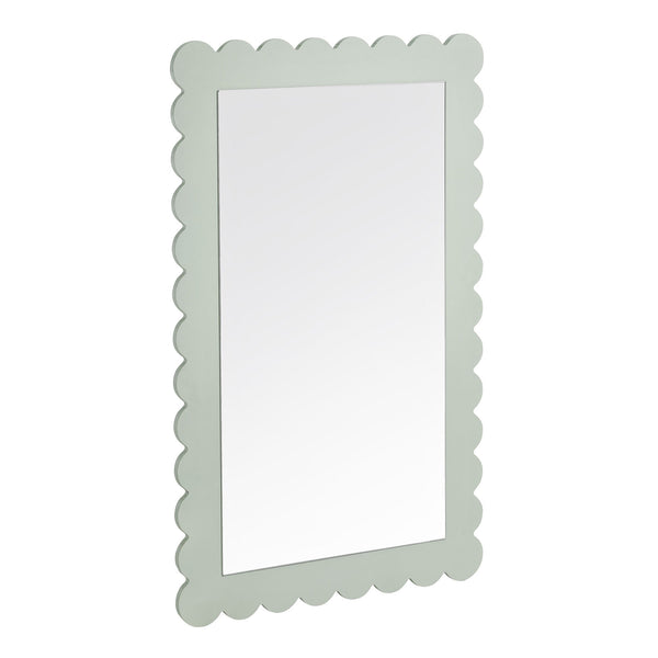 Emmeline Scalloped Rectangle Wall Mirror, Sage
