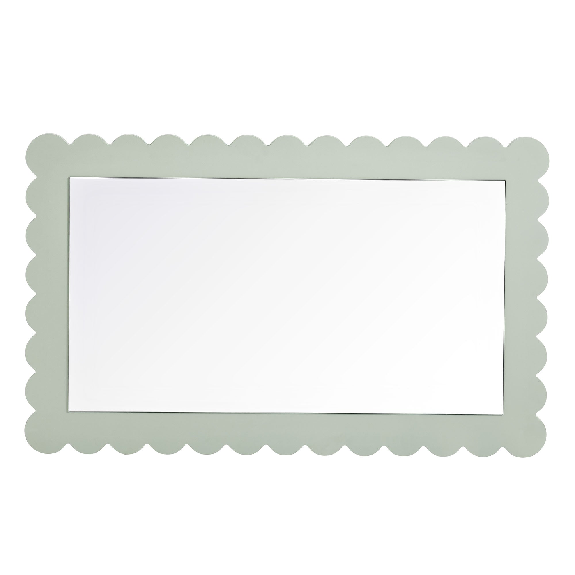 Emmeline Scalloped Rectangle Wall Mirror, Sage