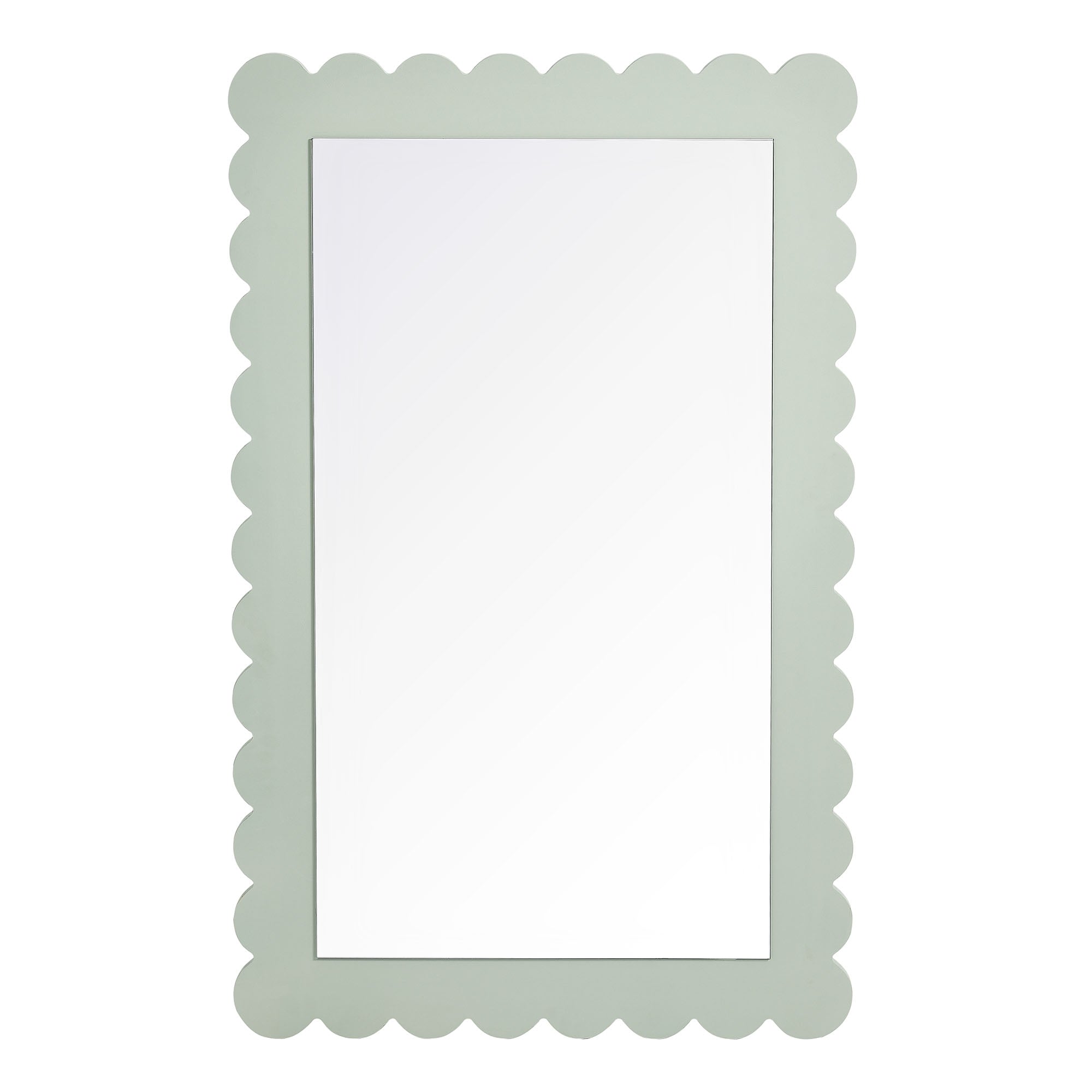 Emmeline Scalloped Rectangle Wall Mirror, Sage