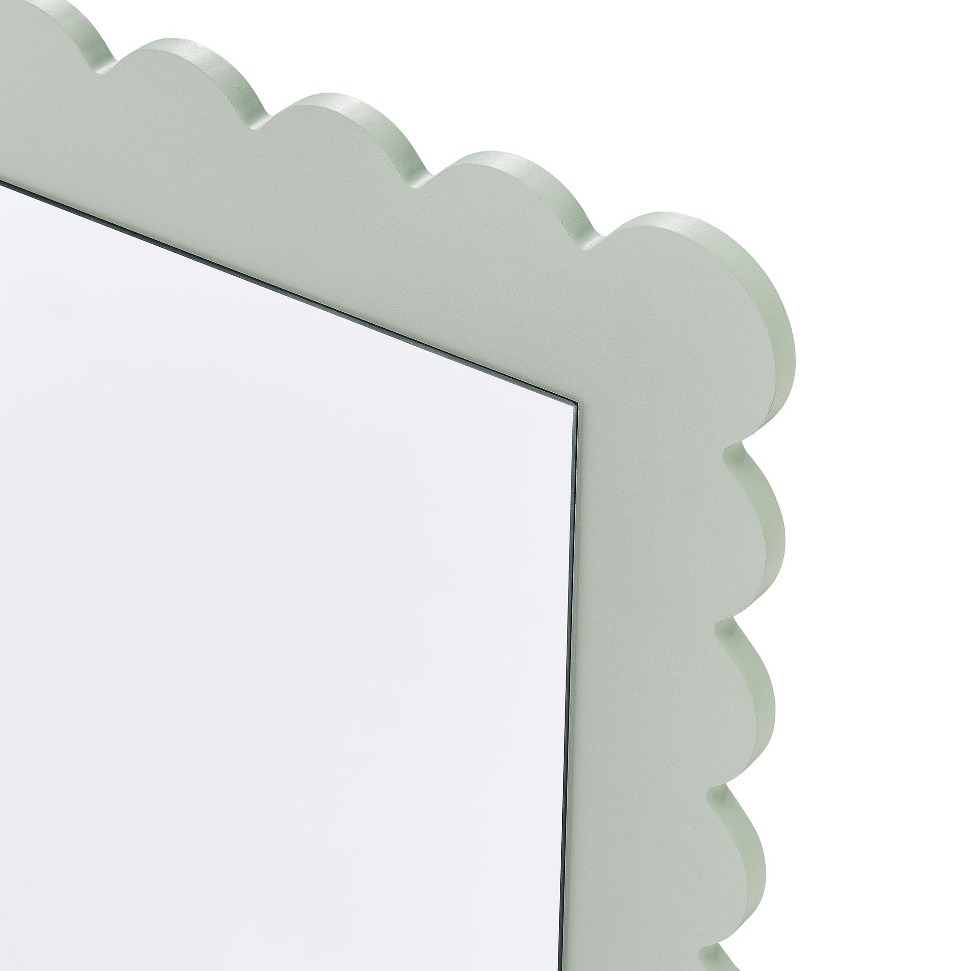 Emmeline Scalloped Rectangle Wall Mirror, Sage