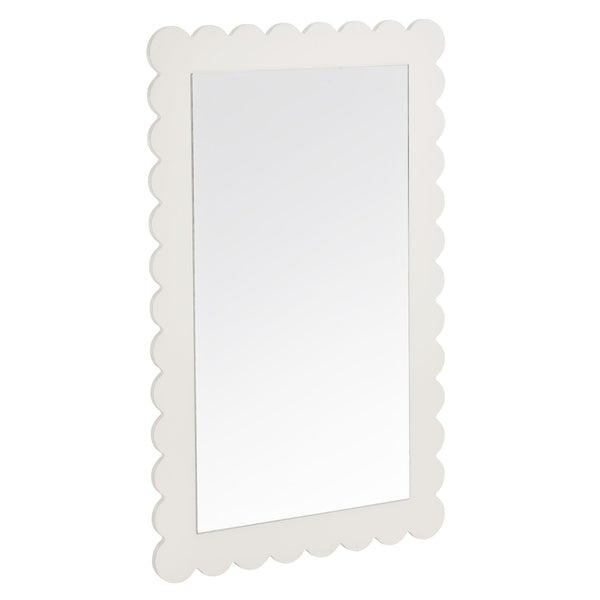 Emmeline Scalloped Rectangle Wall Mirror, White