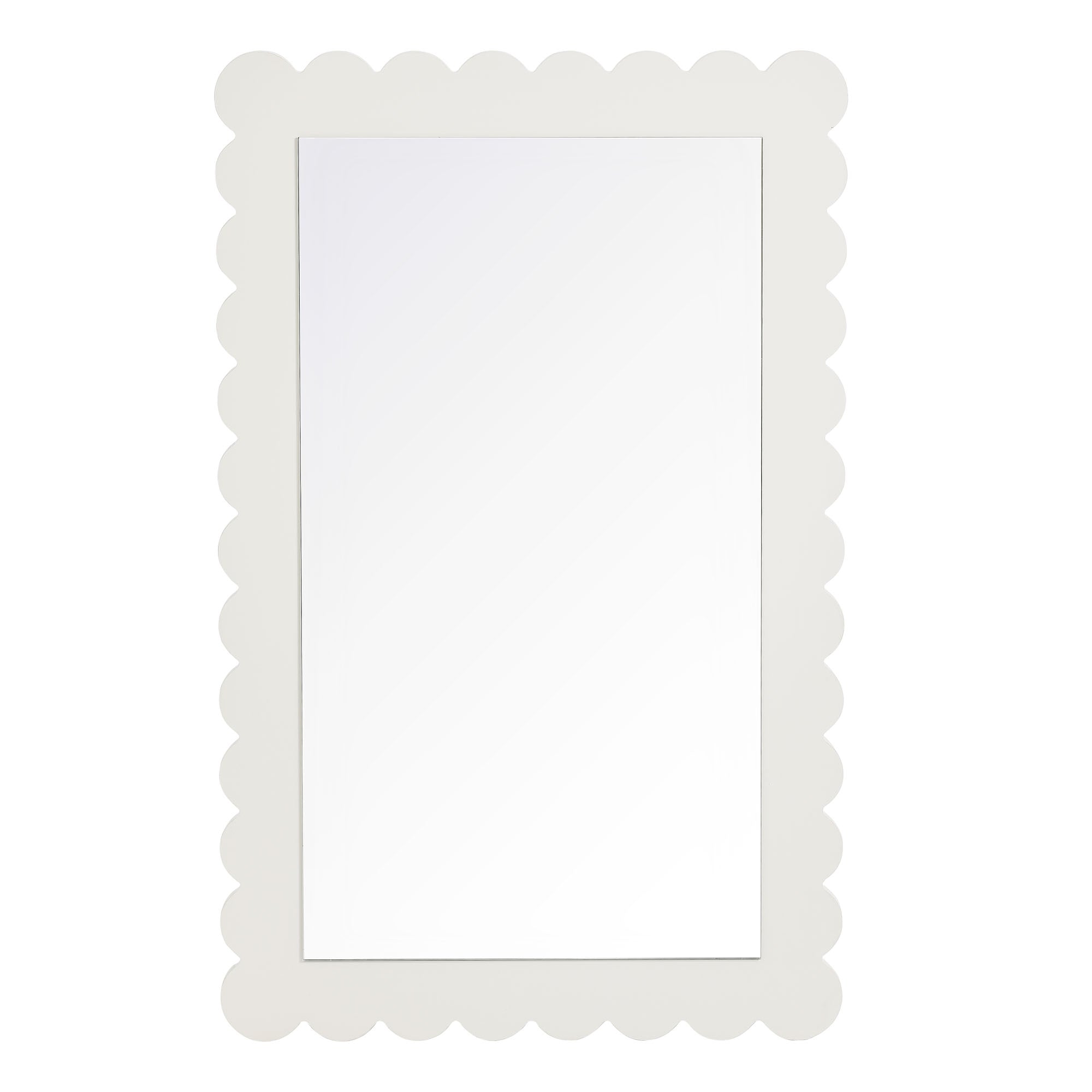 Emmeline Scalloped Rectangle Wall Mirror, White