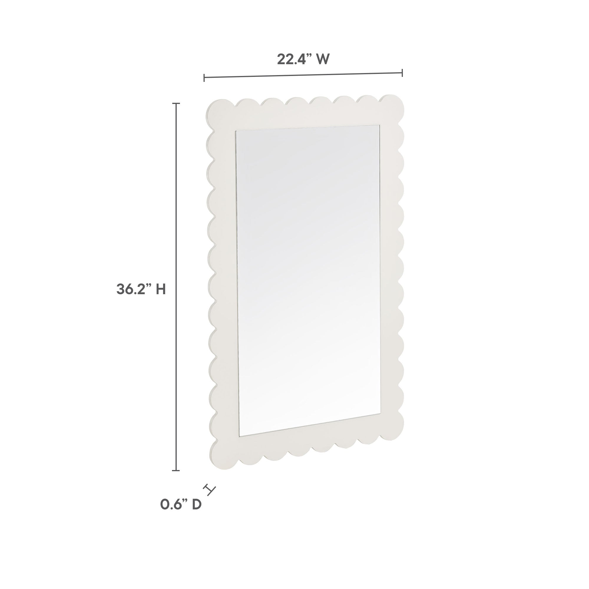Emmeline Scalloped Rectangle Wall Mirror, White