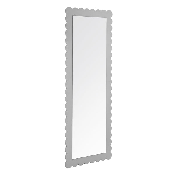 Emmeline Scalloped Rectangle Floor Mirror, Light Gray
