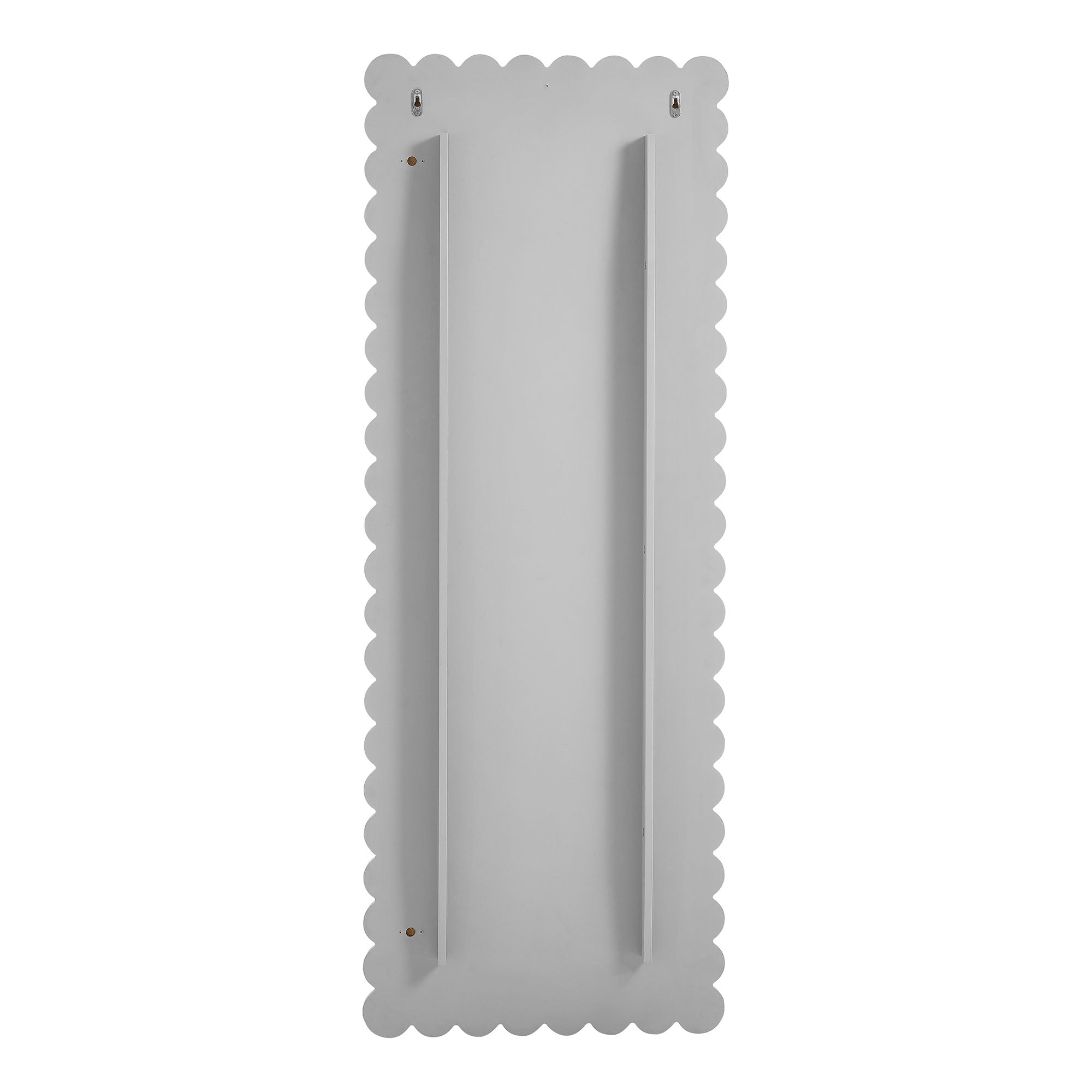 Emmeline Scalloped Rectangle Floor Mirror, Light Gray