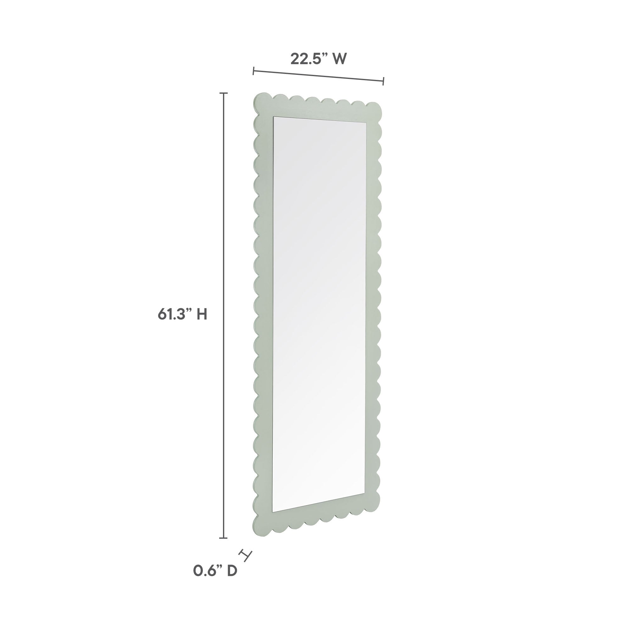 Emmeline Scalloped Rectangle Floor Mirror, Sage