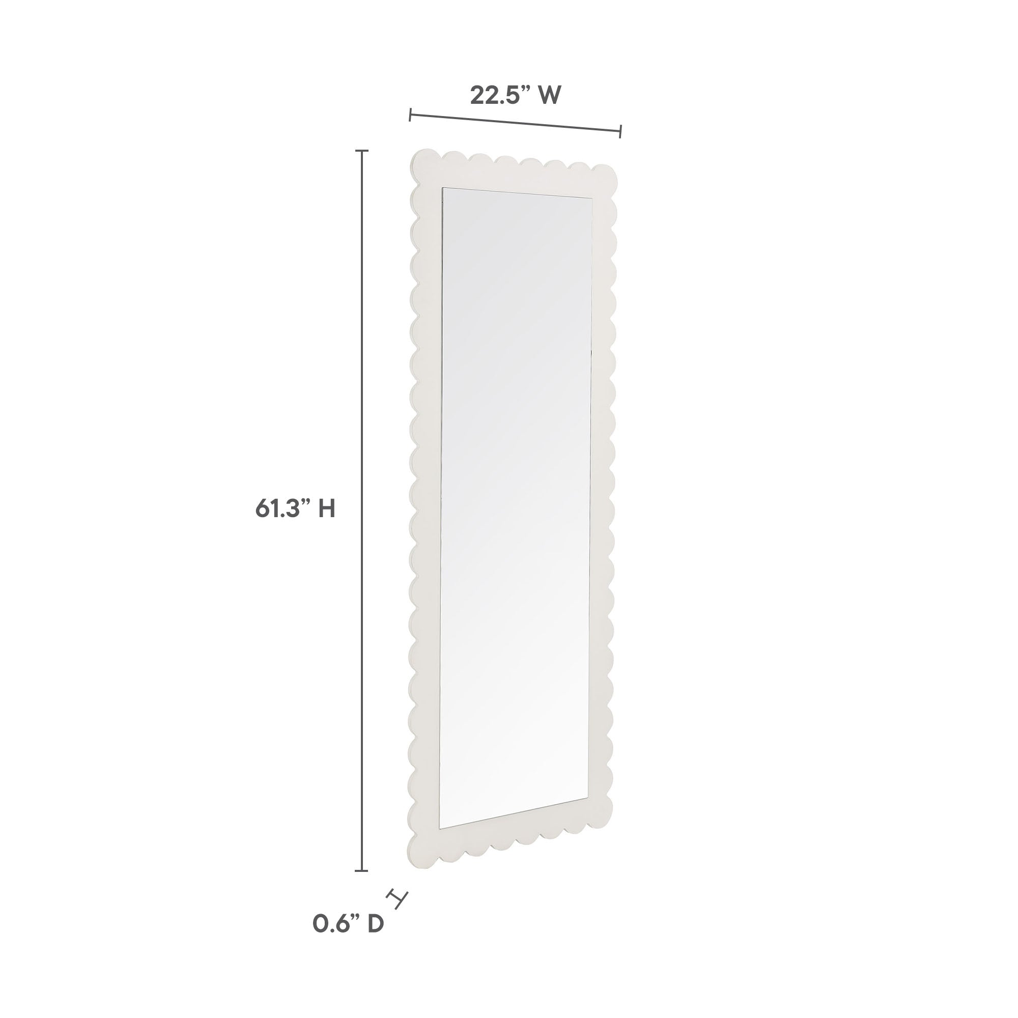 Emmeline Scalloped Rectangle Floor Mirror, White