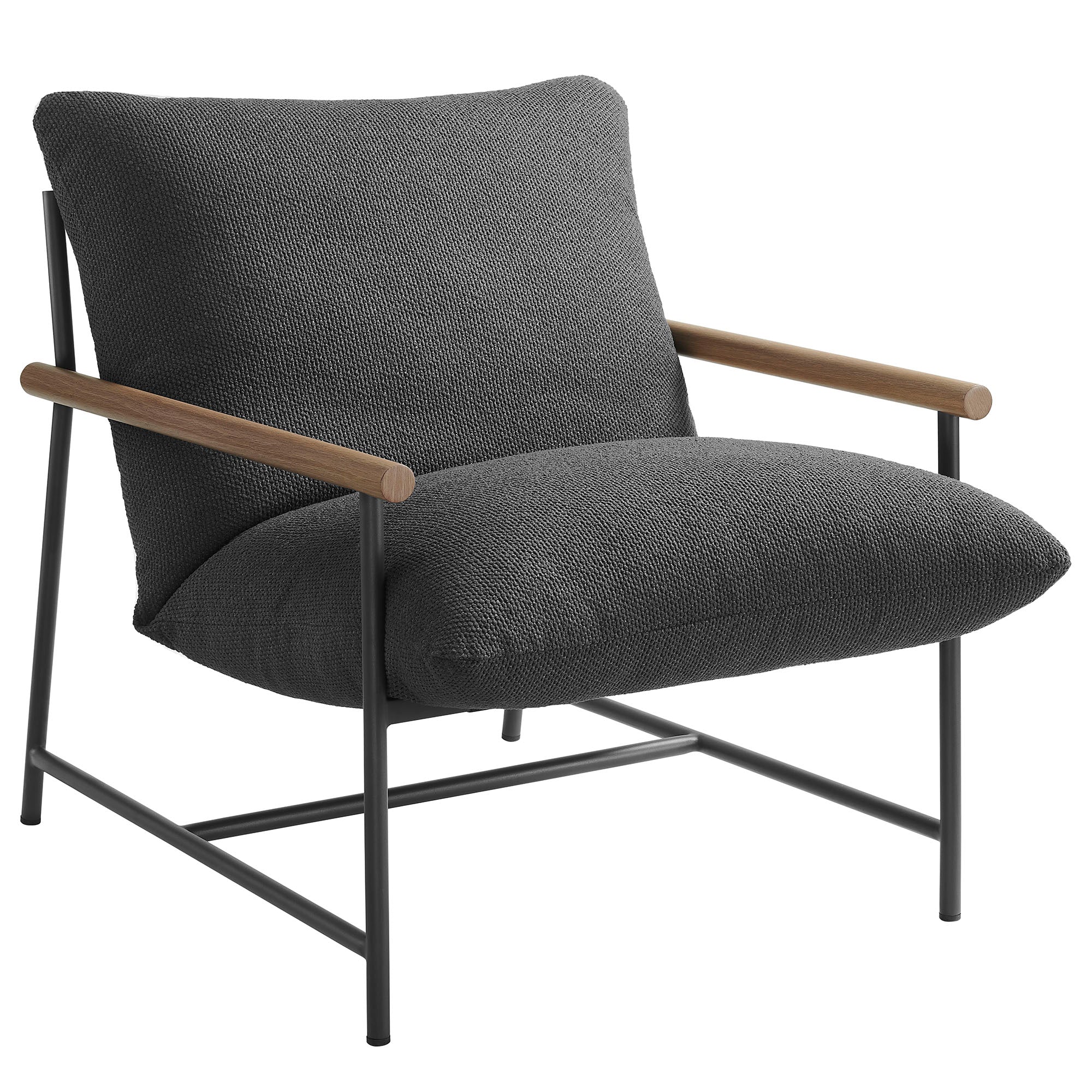 Raya Outdoor Patio Boucle Sling Lounge Chair, Charcoal