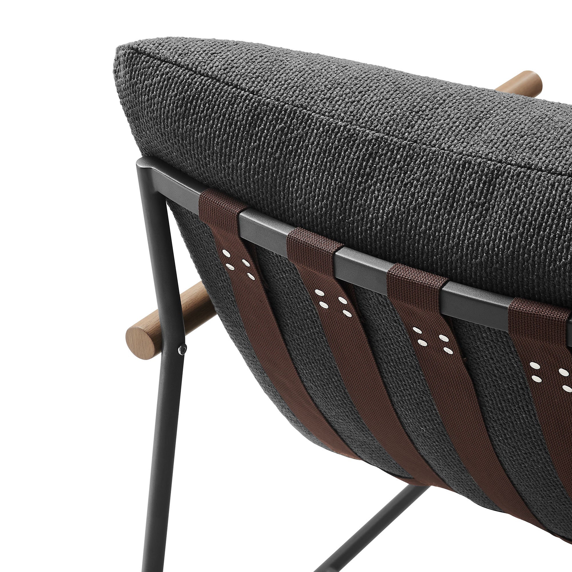 Raya Outdoor Patio Boucle Lounge Chair and Ottoman, Charcoal