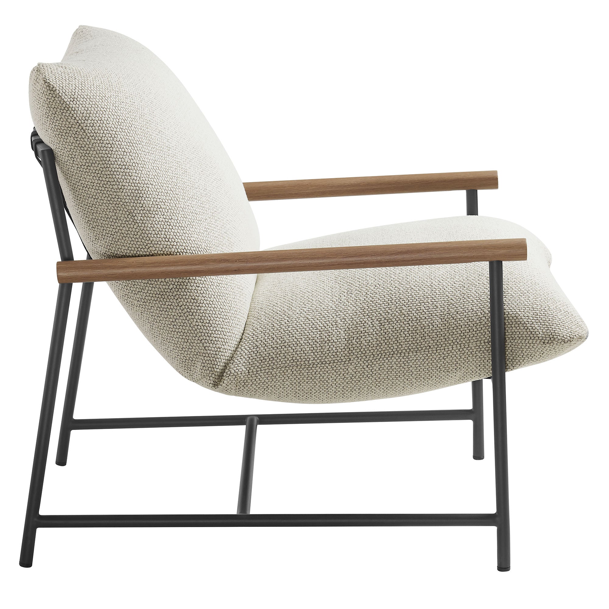 Raya Outdoor Patio Boucle Sling Lounge Chair, Ivory