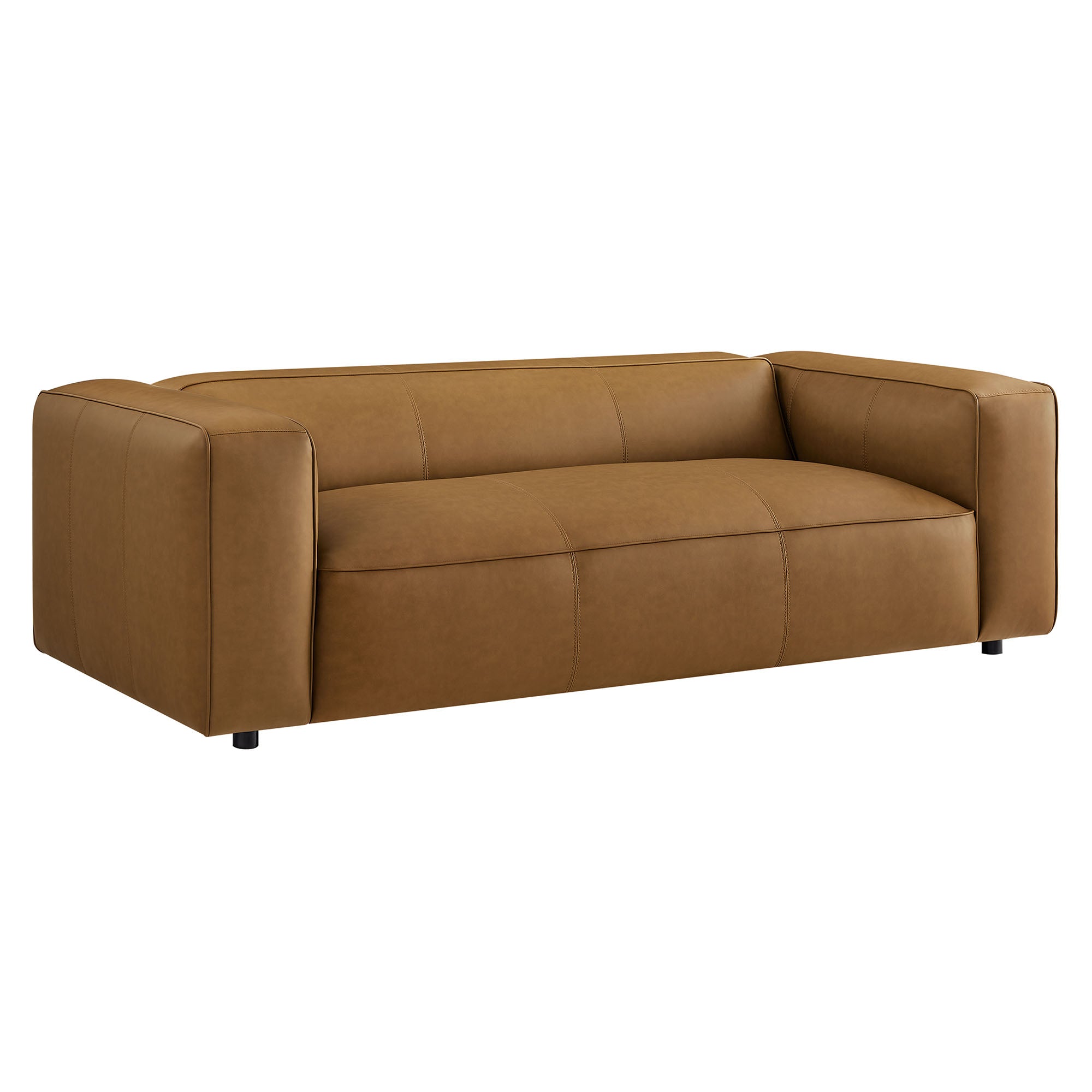 Auren Upholstered Vegan Leather Sofa, Camel