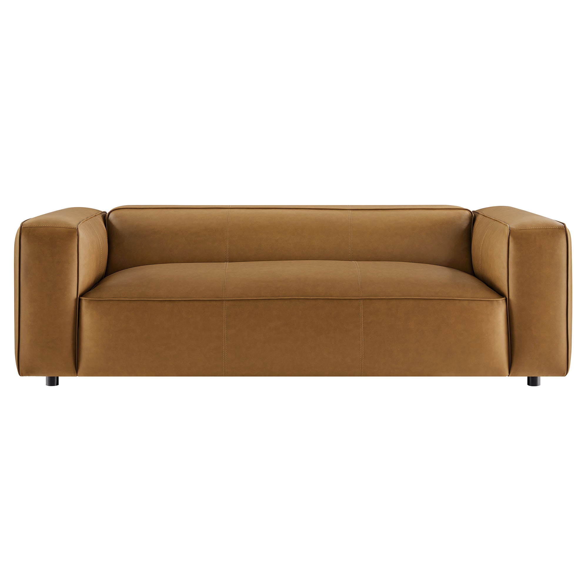 Auren Upholstered Vegan Leather Sofa, Camel