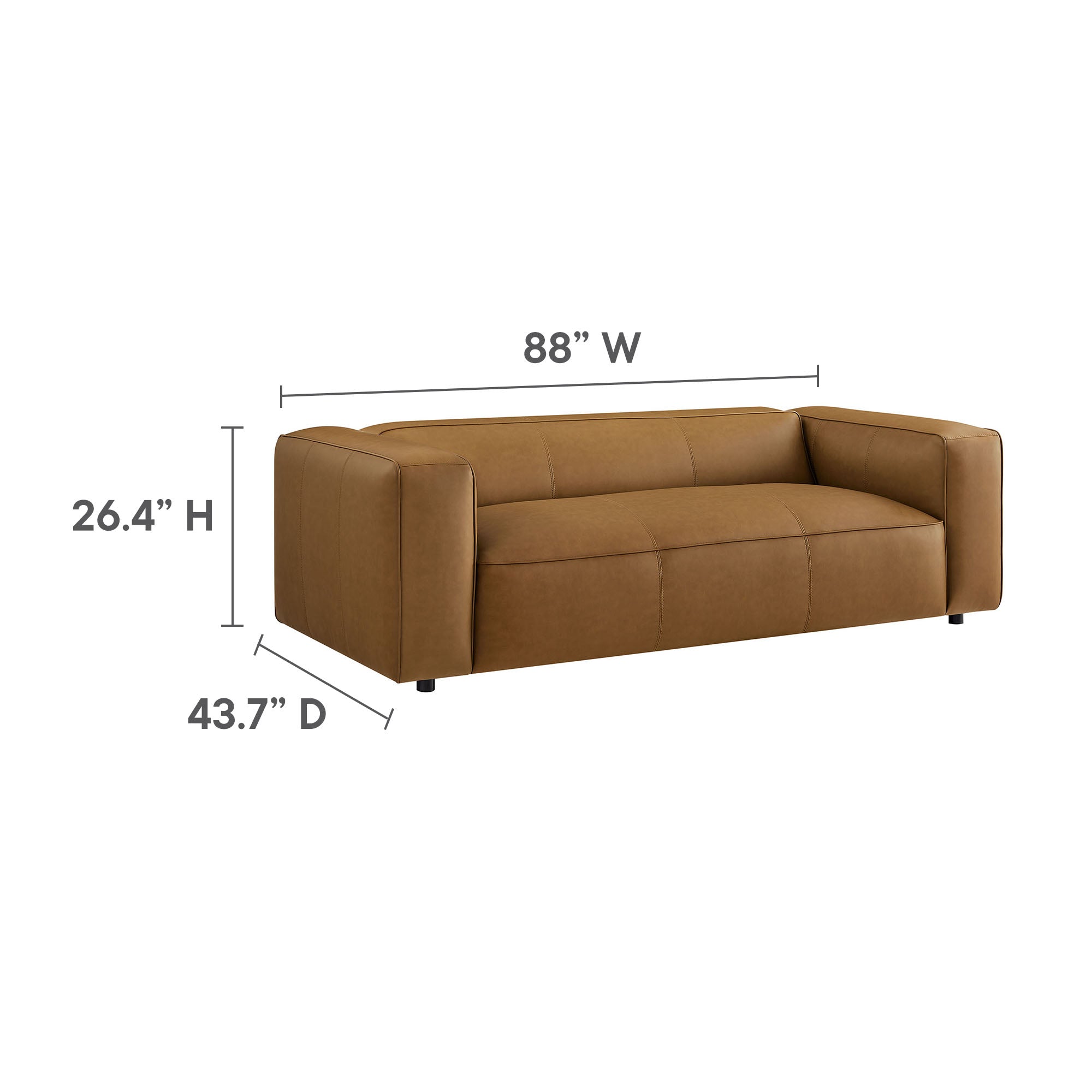 Auren Upholstered Vegan Leather Sofa, Camel