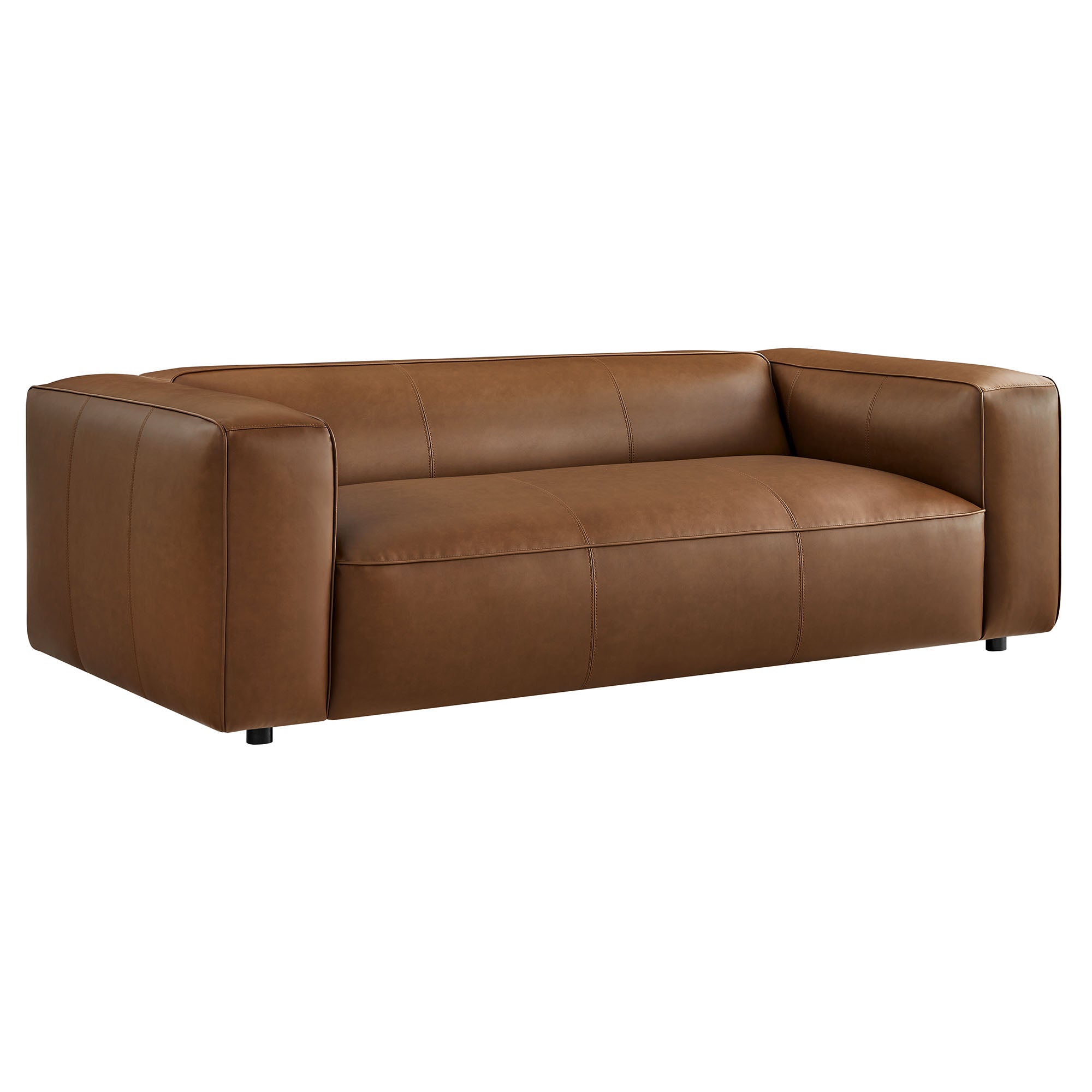 Auren Upholstered Vegan Leather Sofa, Coffee